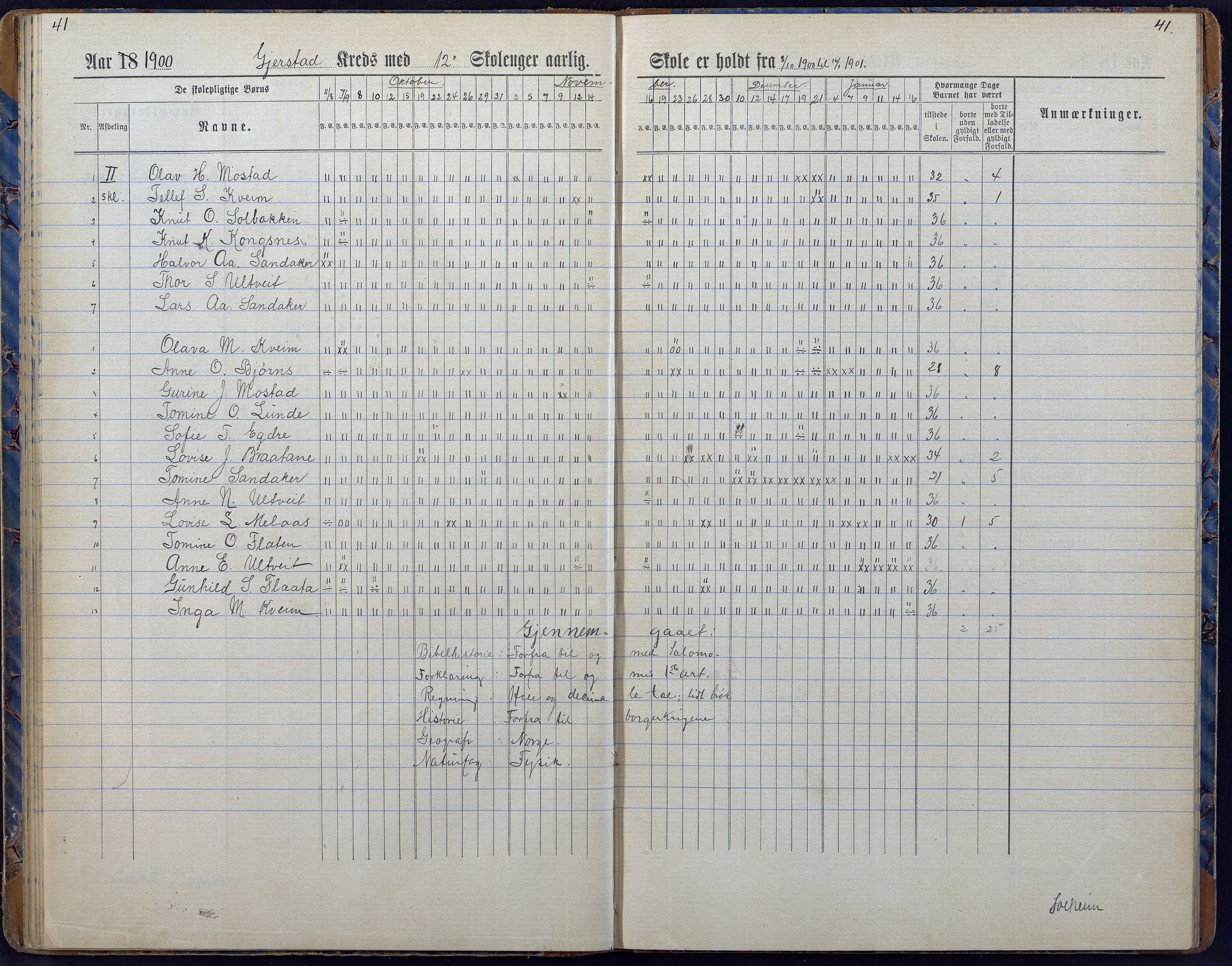 Gjerstad Kommune, Gjerstad Skole, AAKS/KA0911-550a/F01/L0008: Dagbok, 1892-1908, s. 43