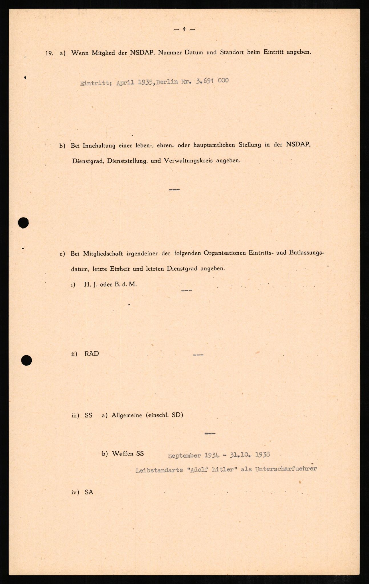 Forsvaret, Forsvarets overkommando II, AV/RA-RAFA-3915/D/Db/L0006: CI Questionaires. Tyske okkupasjonsstyrker i Norge. Tyskere., 1945-1946, s. 95