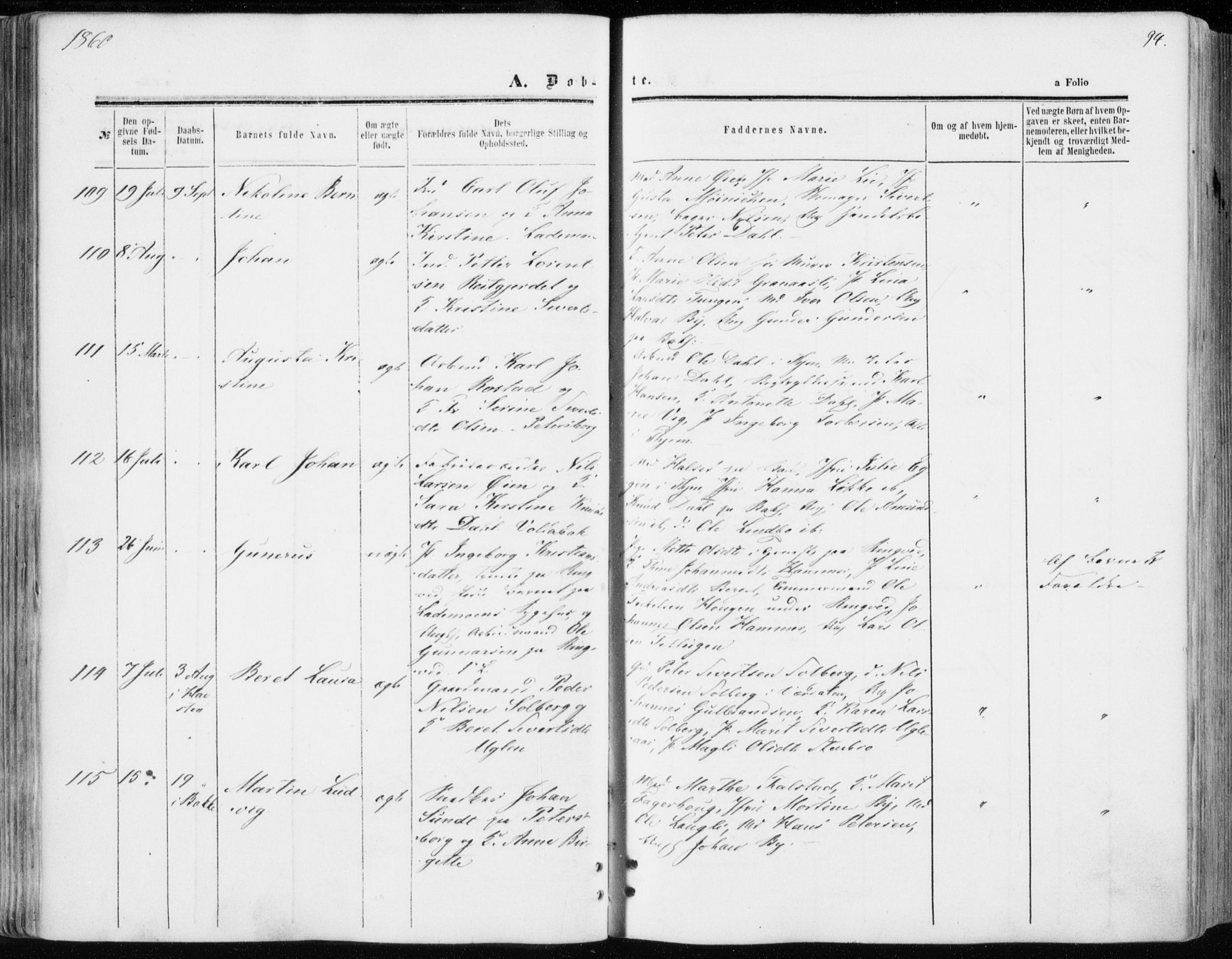 Ministerialprotokoller, klokkerbøker og fødselsregistre - Sør-Trøndelag, SAT/A-1456/606/L0292: Ministerialbok nr. 606A07, 1856-1865, s. 94