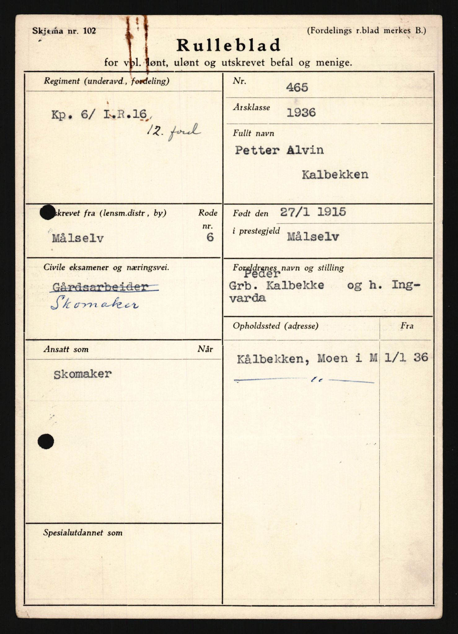 Forsvaret, Troms infanteriregiment nr. 16, AV/RA-RAFA-3146/P/Pa/L0020: Rulleblad for regimentets menige mannskaper, årsklasse 1936, 1936, s. 681