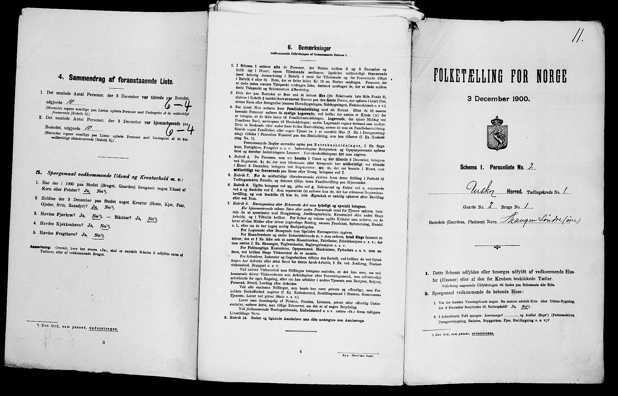 SAO, Folketelling 1900 for 0224 Aurskog herred, 1900