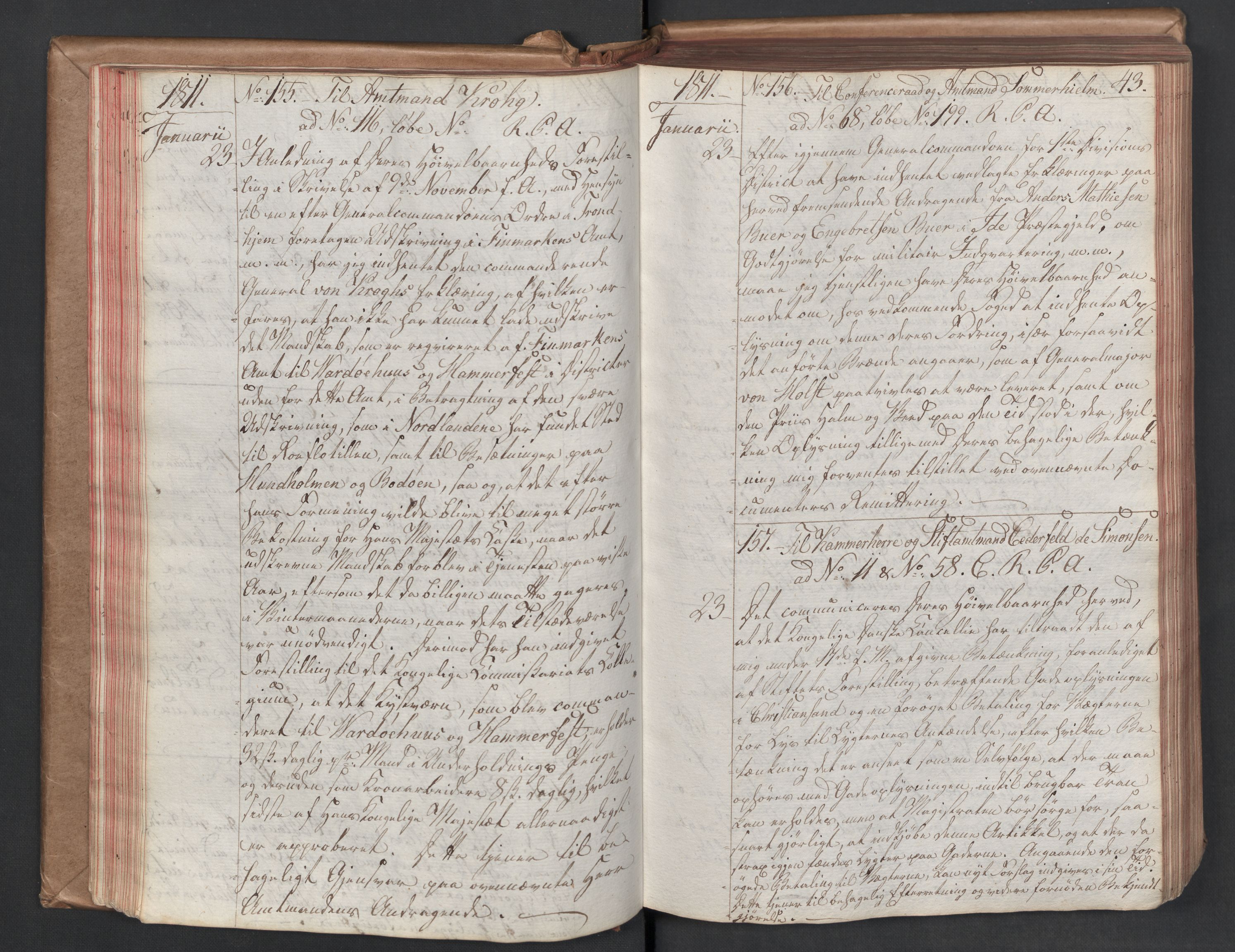 Stattholderembetet 1810-1814, 1. kontor (Kontor A), AV/RA-EA-2872/Bc/L0001: Korrespondanseprotokoll, 1810-1812, s. 42b-43a