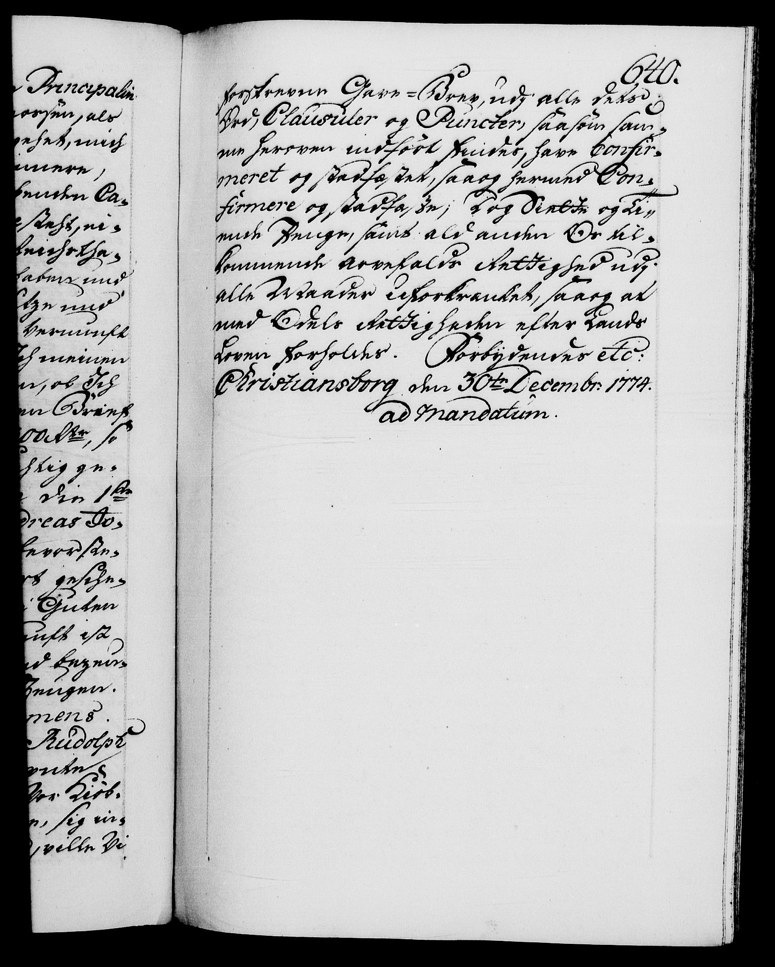 Danske Kanselli 1572-1799, AV/RA-EA-3023/F/Fc/Fca/Fcaa/L0046: Norske registre, 1773-1775, s. 640a