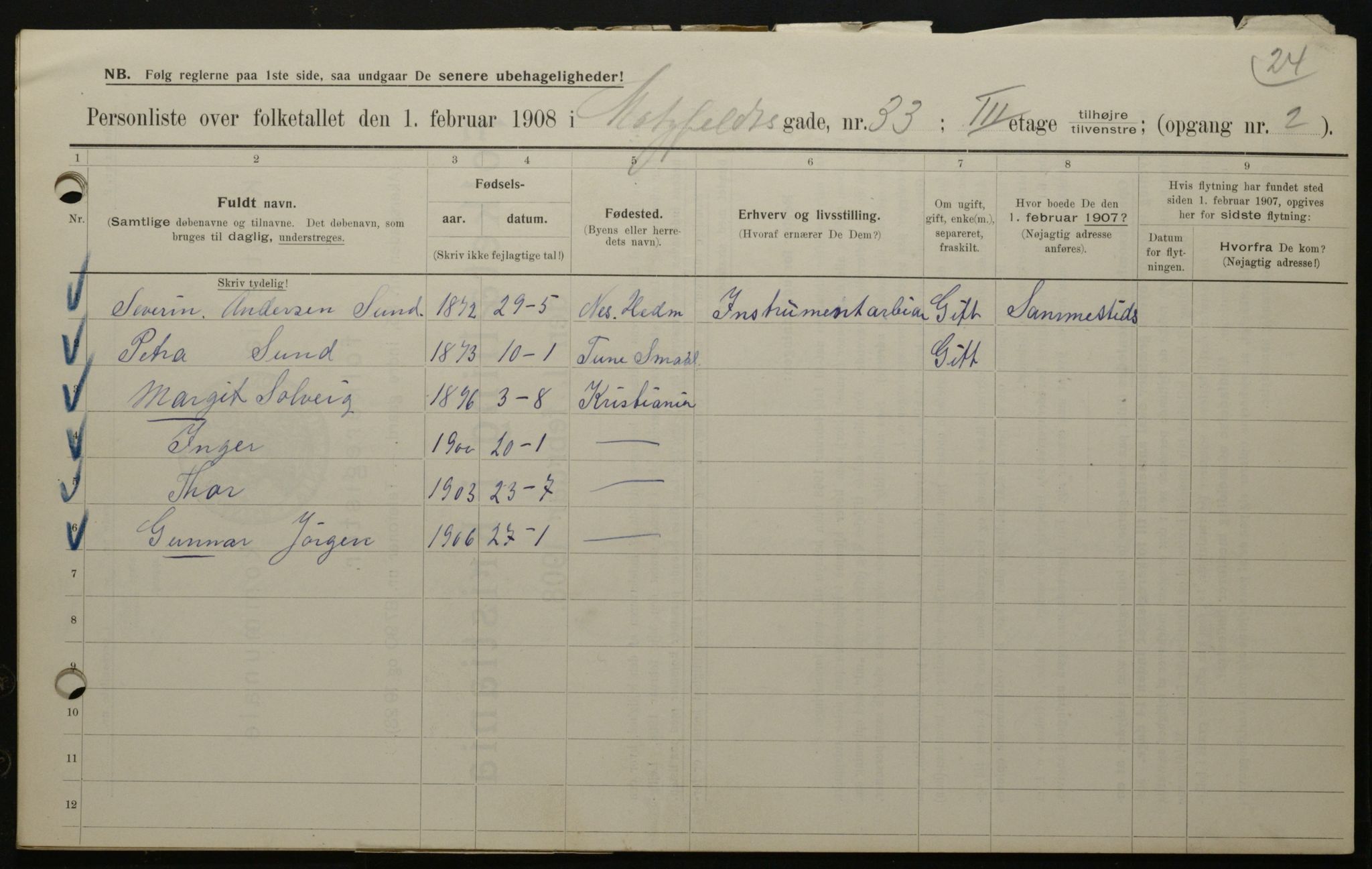 OBA, Kommunal folketelling 1.2.1908 for Kristiania kjøpstad, 1908, s. 59691
