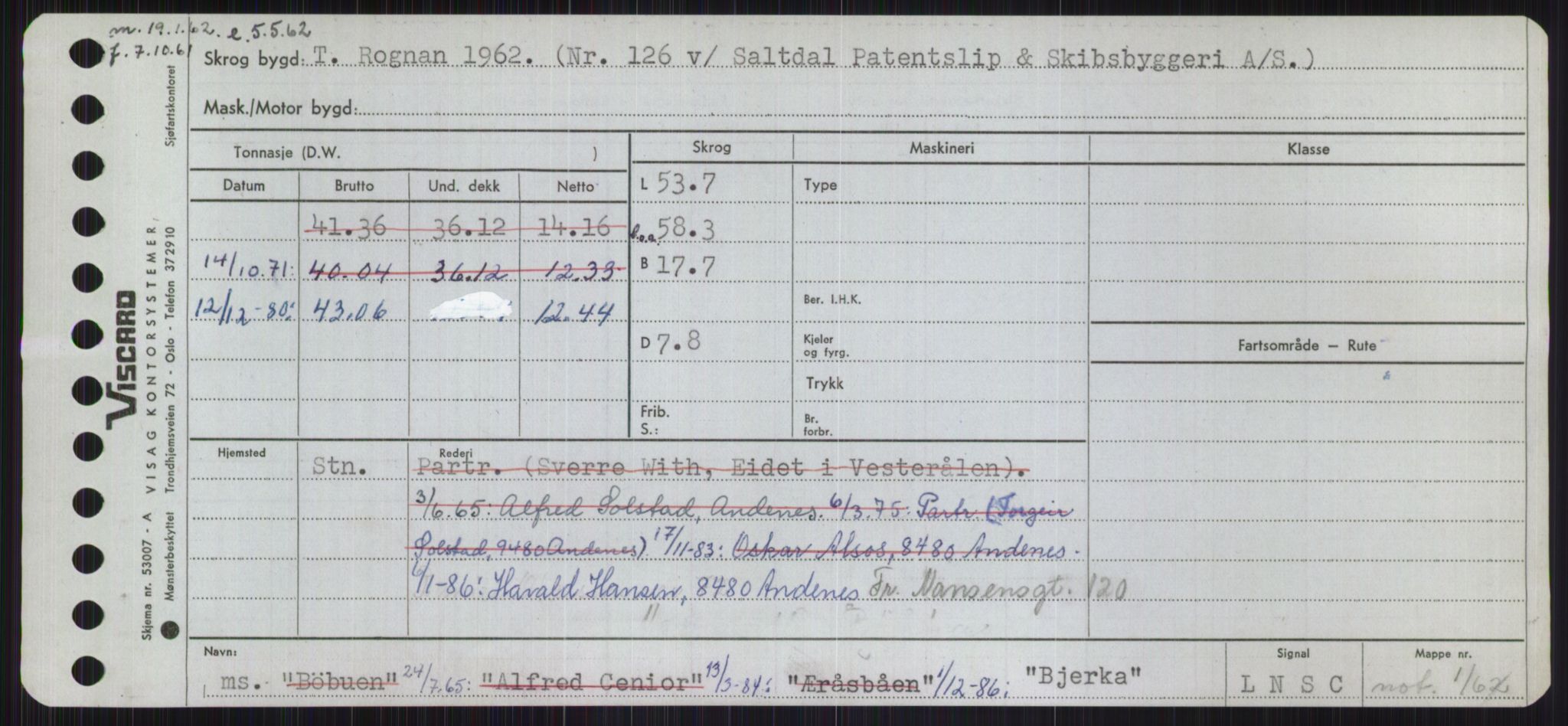 Sjøfartsdirektoratet med forløpere, Skipsmålingen, RA/S-1627/H/Ha/L0001/0001: Fartøy, A-Eig / Fartøy A-Bjøn, s. 949