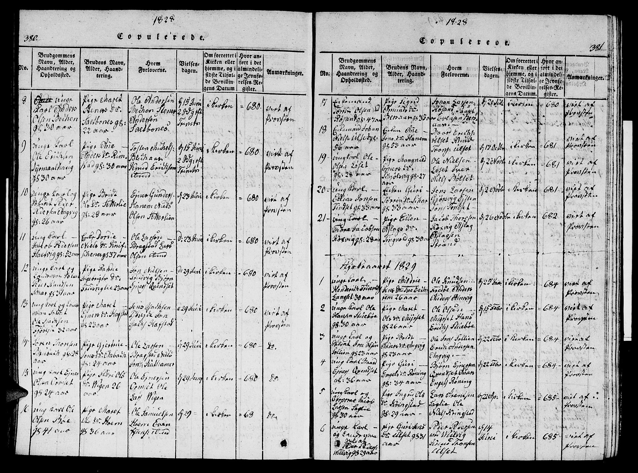 Ministerialprotokoller, klokkerbøker og fødselsregistre - Møre og Romsdal, AV/SAT-A-1454/586/L0990: Klokkerbok nr. 586C01, 1819-1837, s. 380-381