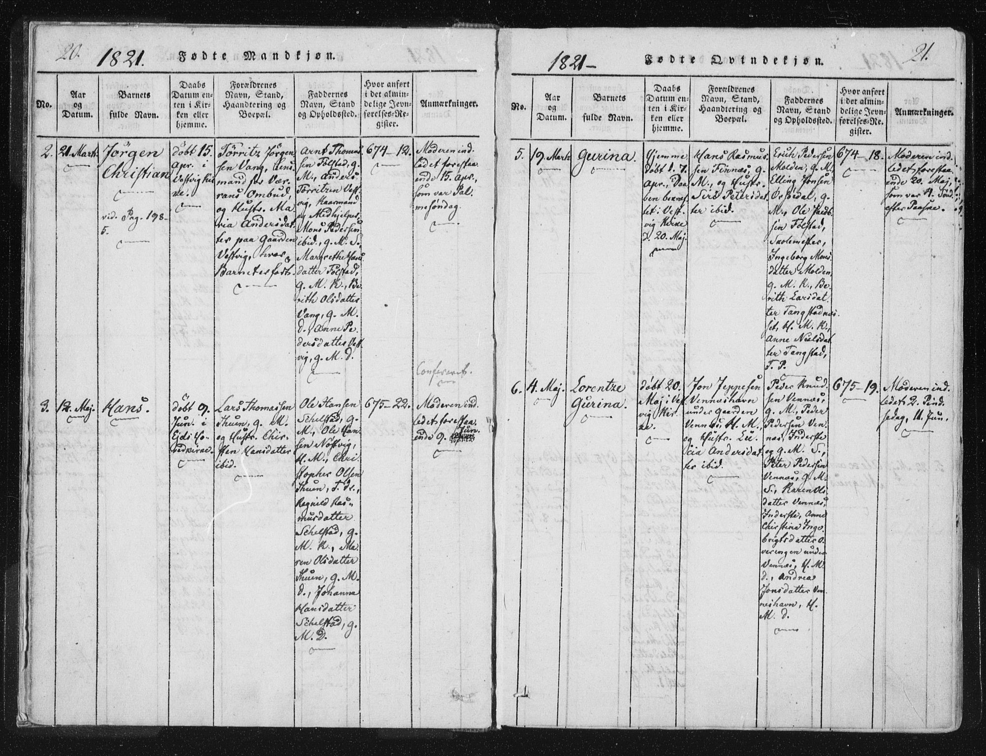 Ministerialprotokoller, klokkerbøker og fødselsregistre - Nord-Trøndelag, SAT/A-1458/744/L0417: Ministerialbok nr. 744A01, 1817-1842, s. 20-21