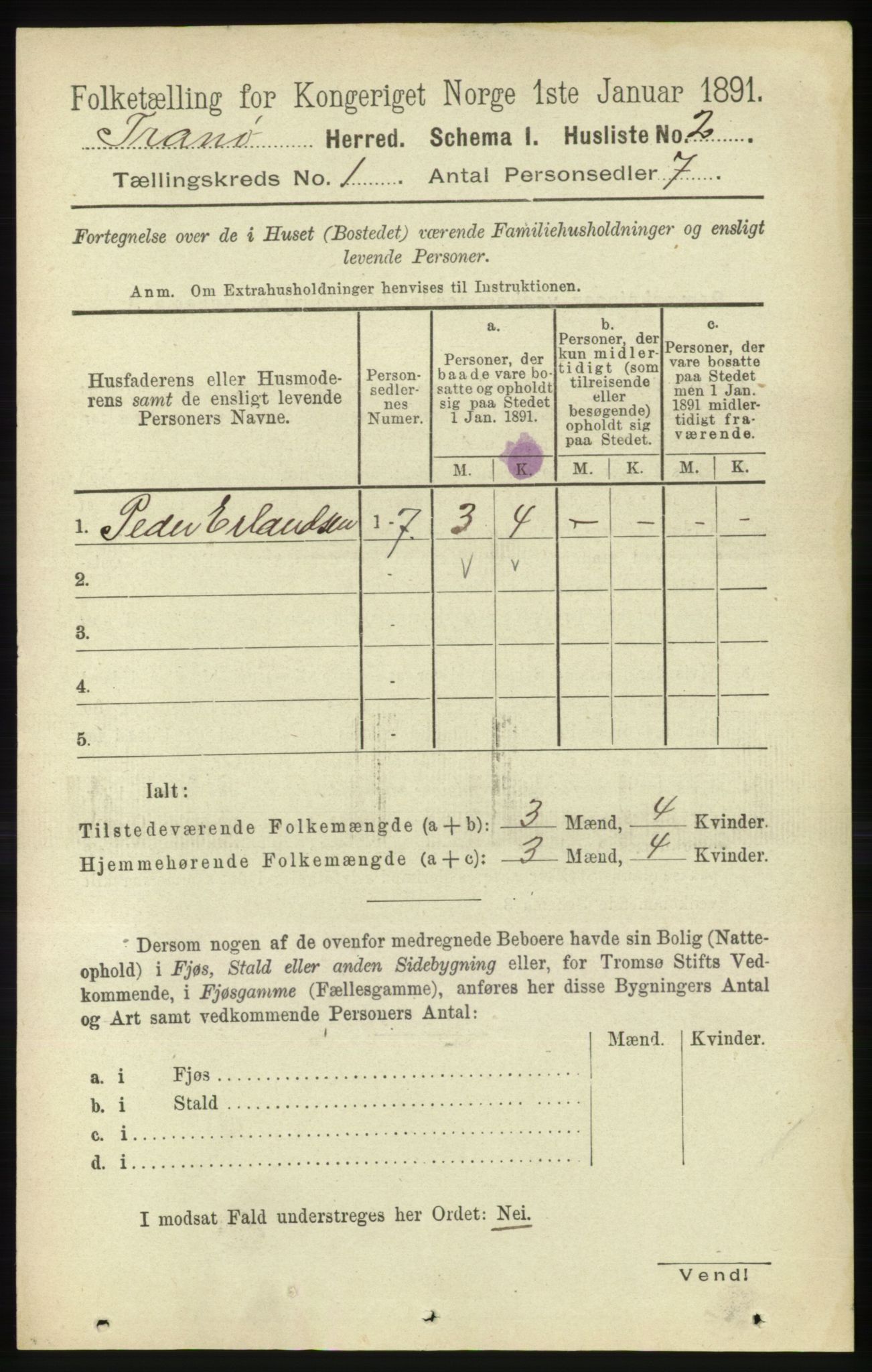 RA, Folketelling 1891 for 1927 Tranøy herred, 1891, s. 17