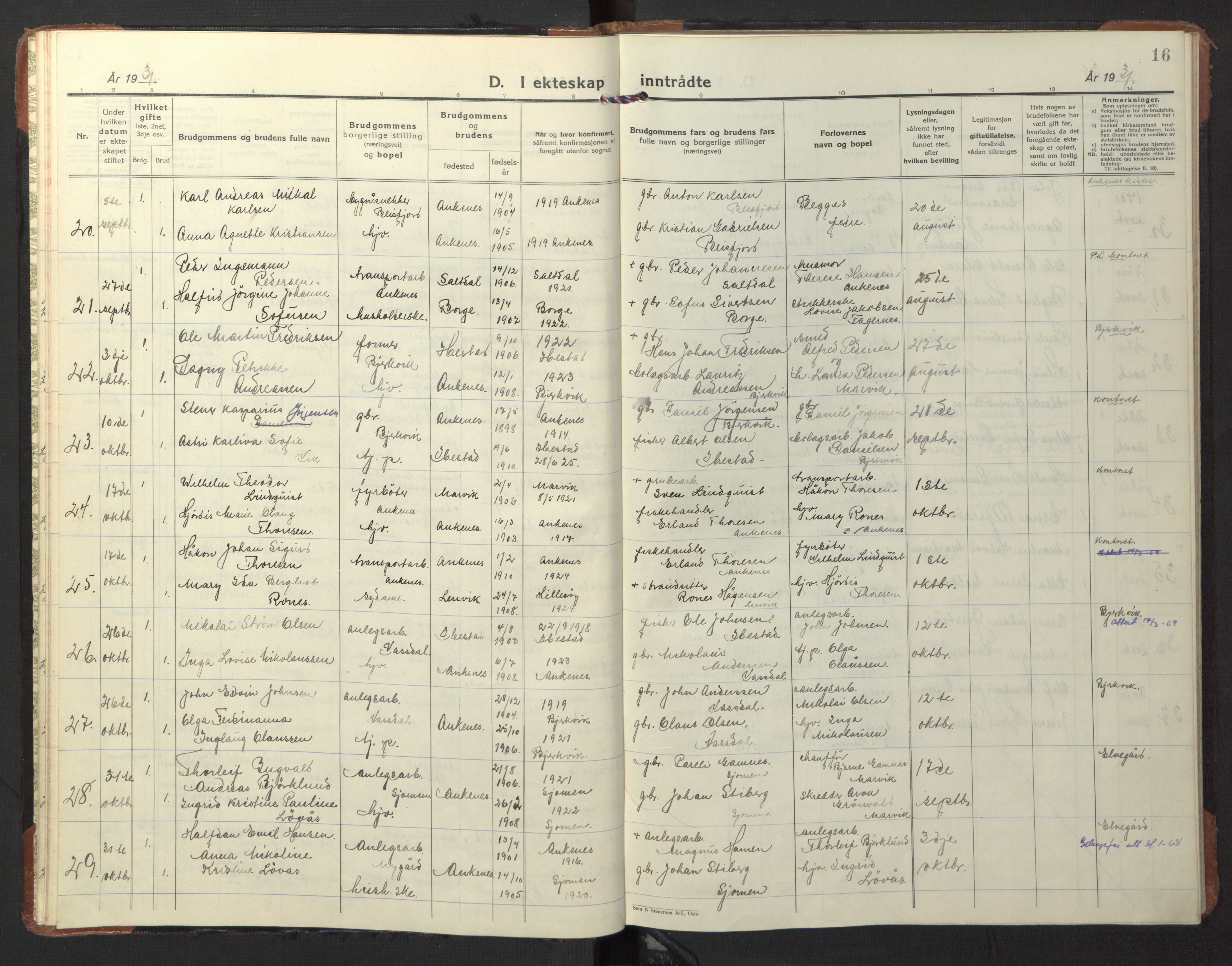 Ministerialprotokoller, klokkerbøker og fødselsregistre - Nordland, AV/SAT-A-1459/866/L0948: Ministerialbok nr. 866A11, 1929-1949, s. 16