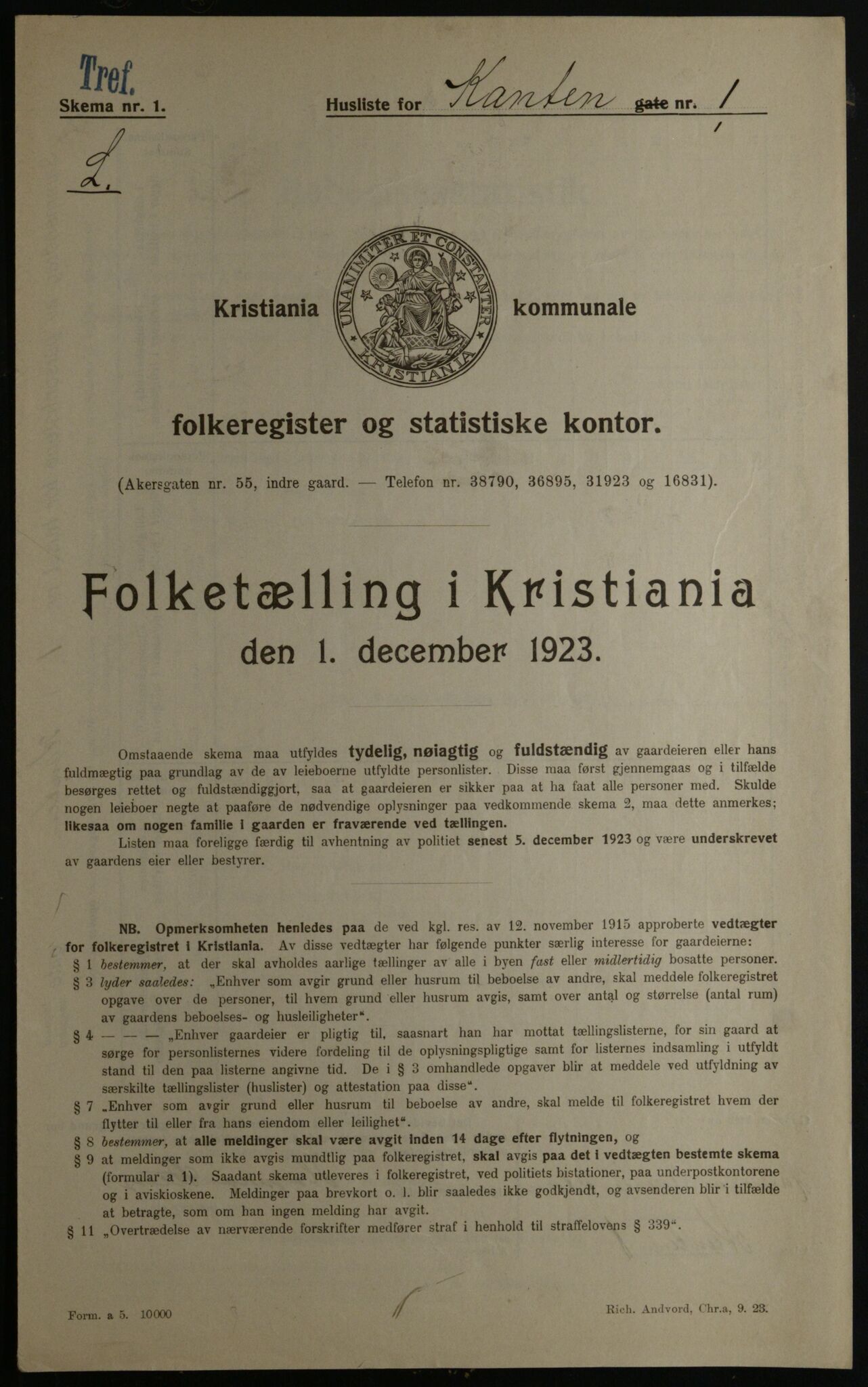 OBA, Kommunal folketelling 1.12.1923 for Kristiania, 1923, s. 53939