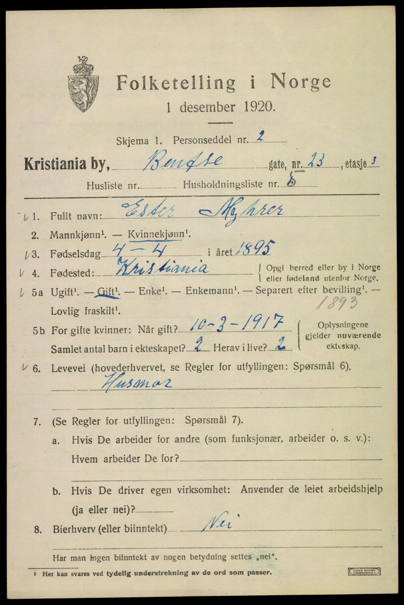 SAO, Folketelling 1920 for 0301 Kristiania kjøpstad, 1920, s. 152019