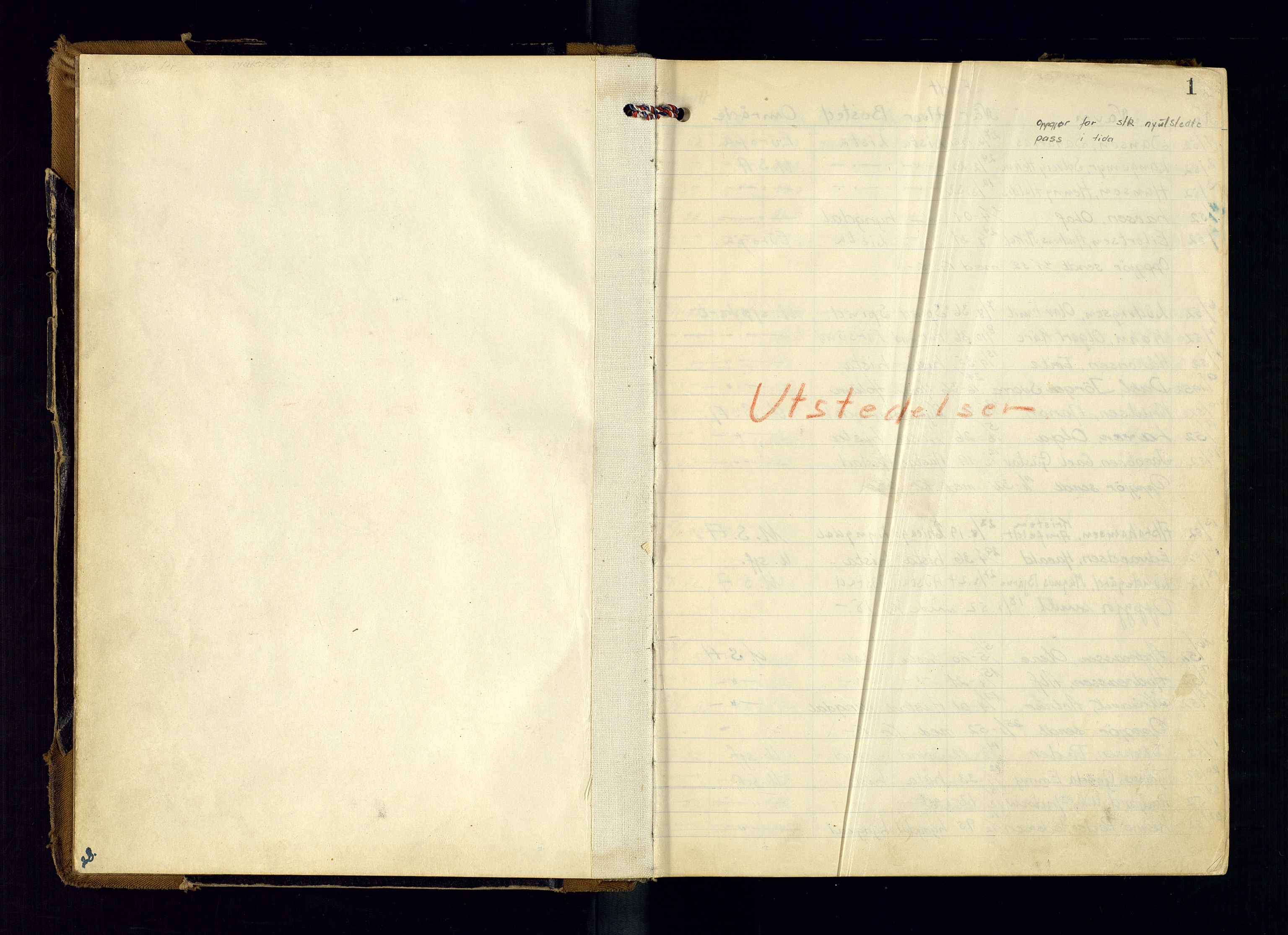 Vest-Agder politikammer, AV/SAK-1243-0008/K/Kaa/L0270: Passjournal, 1952-1963, s. 1