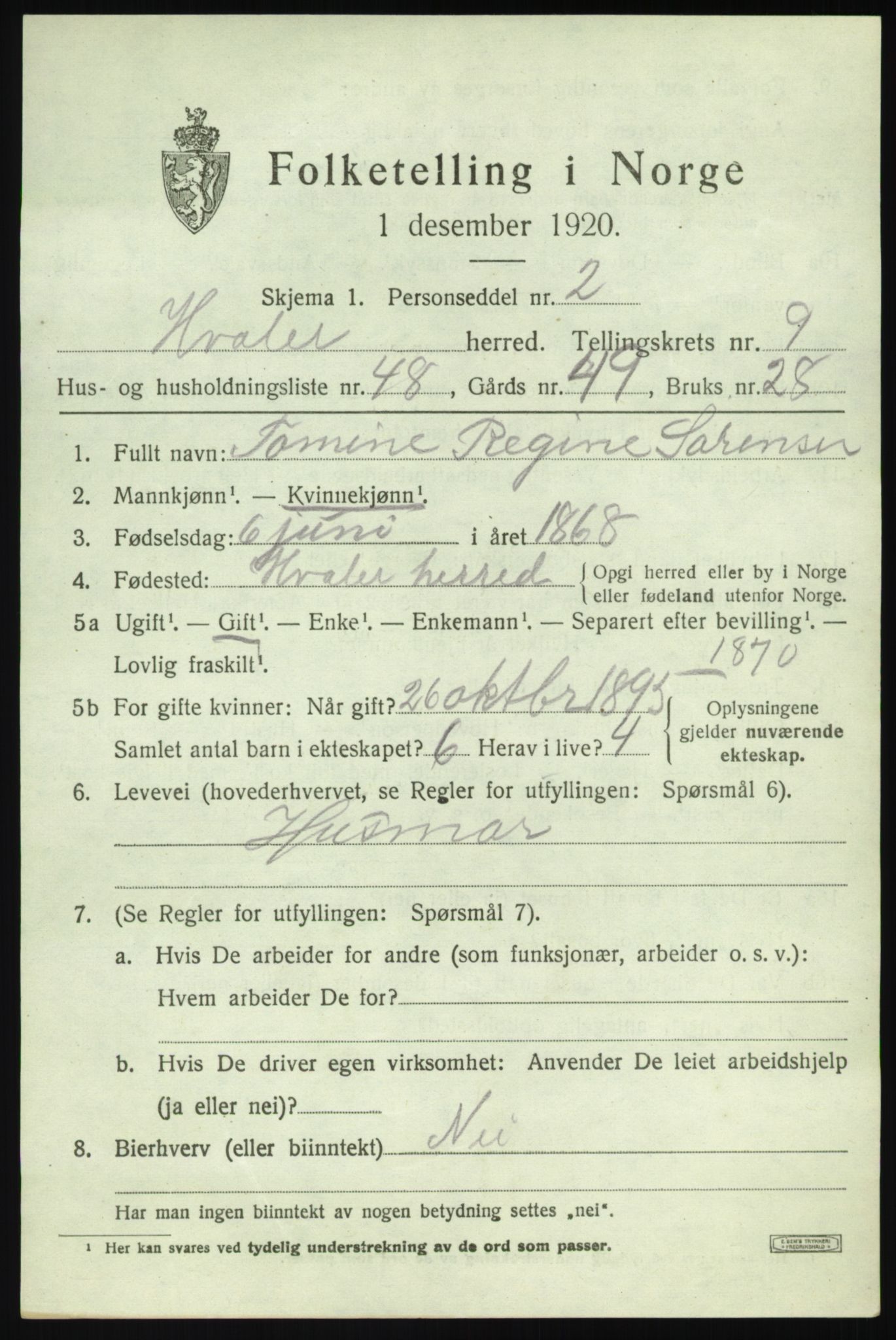 SAO, Folketelling 1920 for 0111 Hvaler herred, 1920, s. 9098