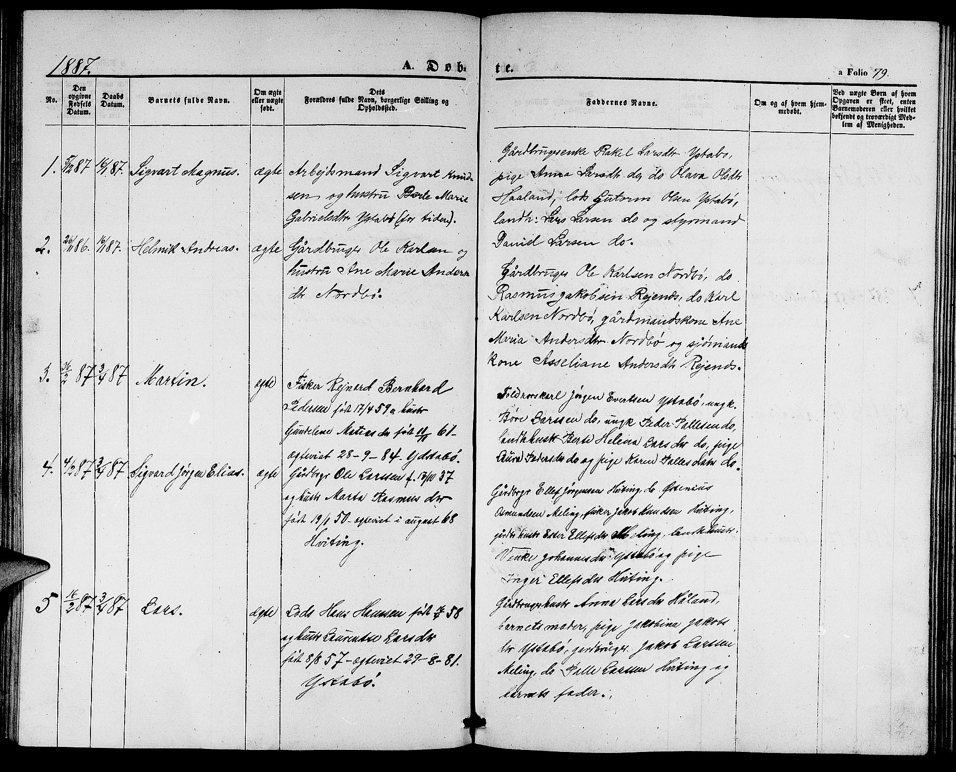 Rennesøy sokneprestkontor, AV/SAST-A -101827/H/Ha/Hab/L0003: Klokkerbok nr. B 3, 1855-1888, s. 79