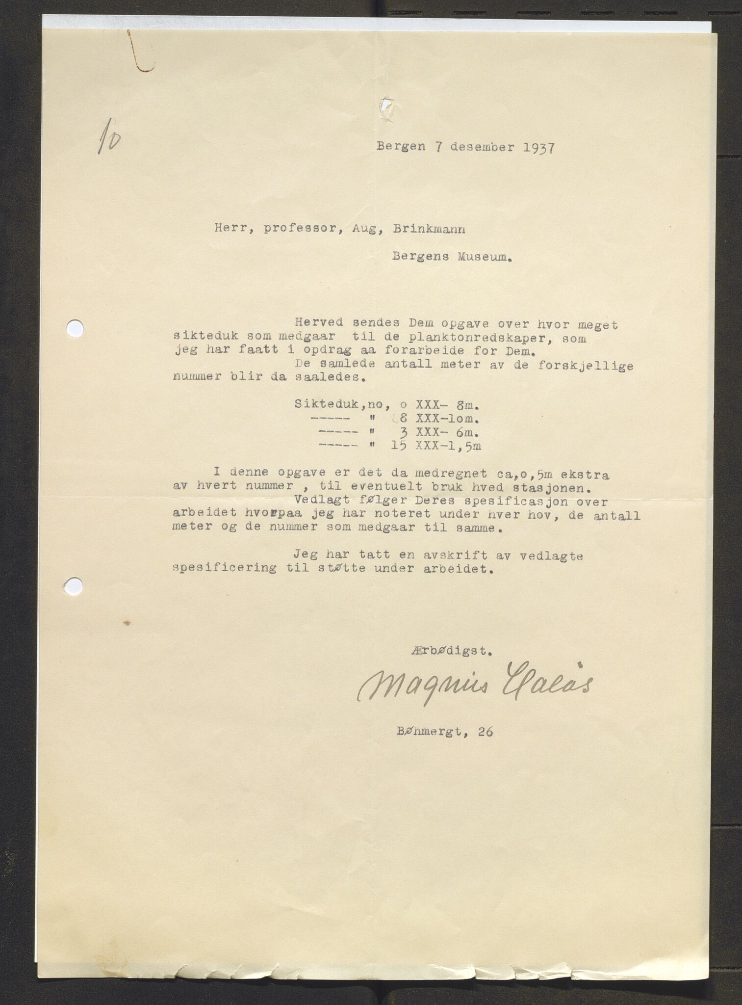 Bergens Museum, AV/SAB-A-17301/13/D/L0002: Korrespondanse , 1928-1940, s. 509