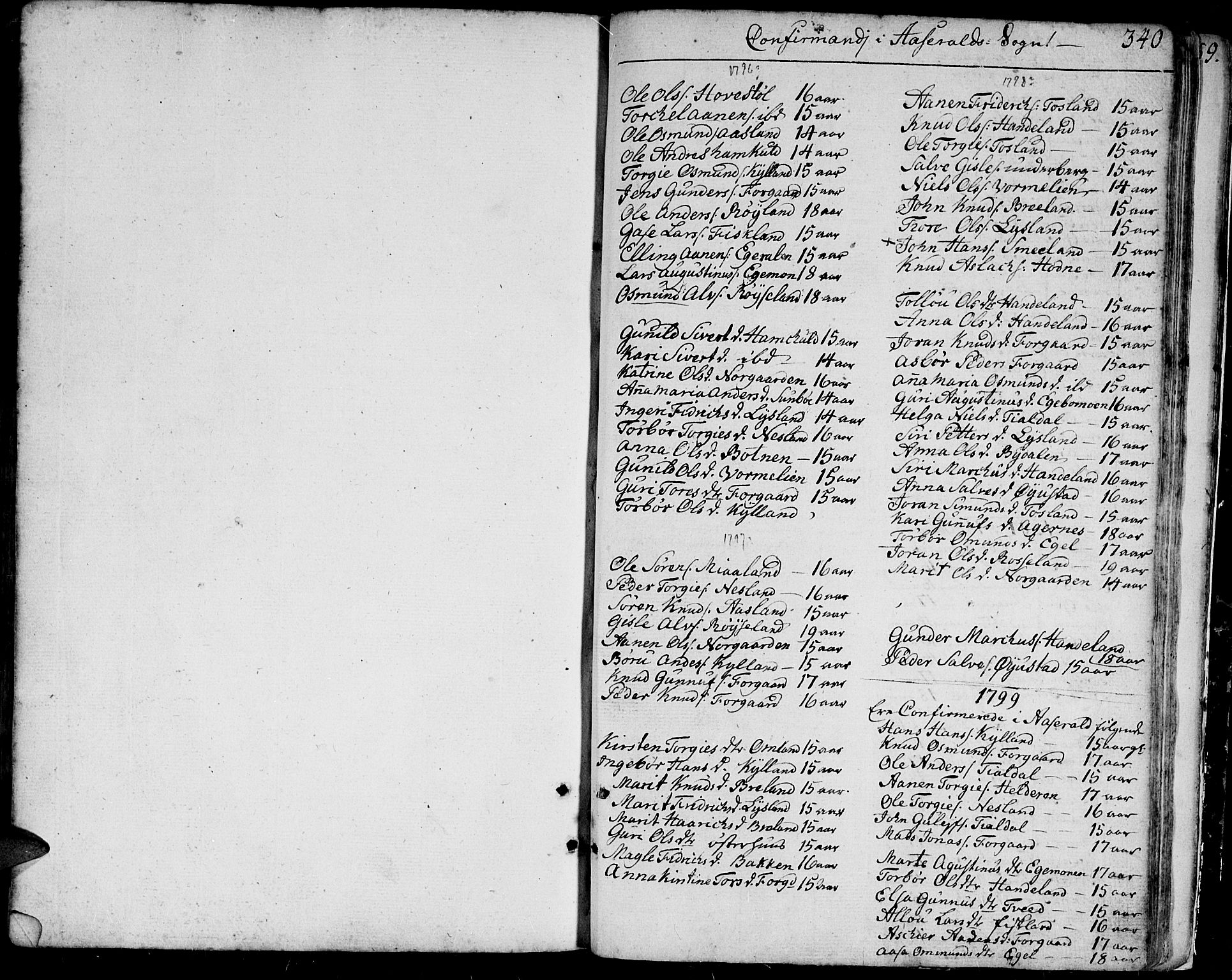 Bjelland sokneprestkontor, SAK/1111-0005/F/Fa/Faa/L0001: Ministerialbok nr. A 1 /4, 1793-1815, s. 340