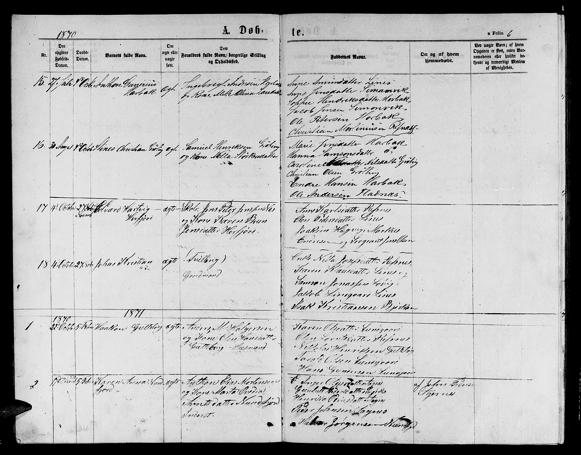 Ministerialprotokoller, klokkerbøker og fødselsregistre - Sør-Trøndelag, SAT/A-1456/656/L0695: Klokkerbok nr. 656C01, 1867-1889, s. 6