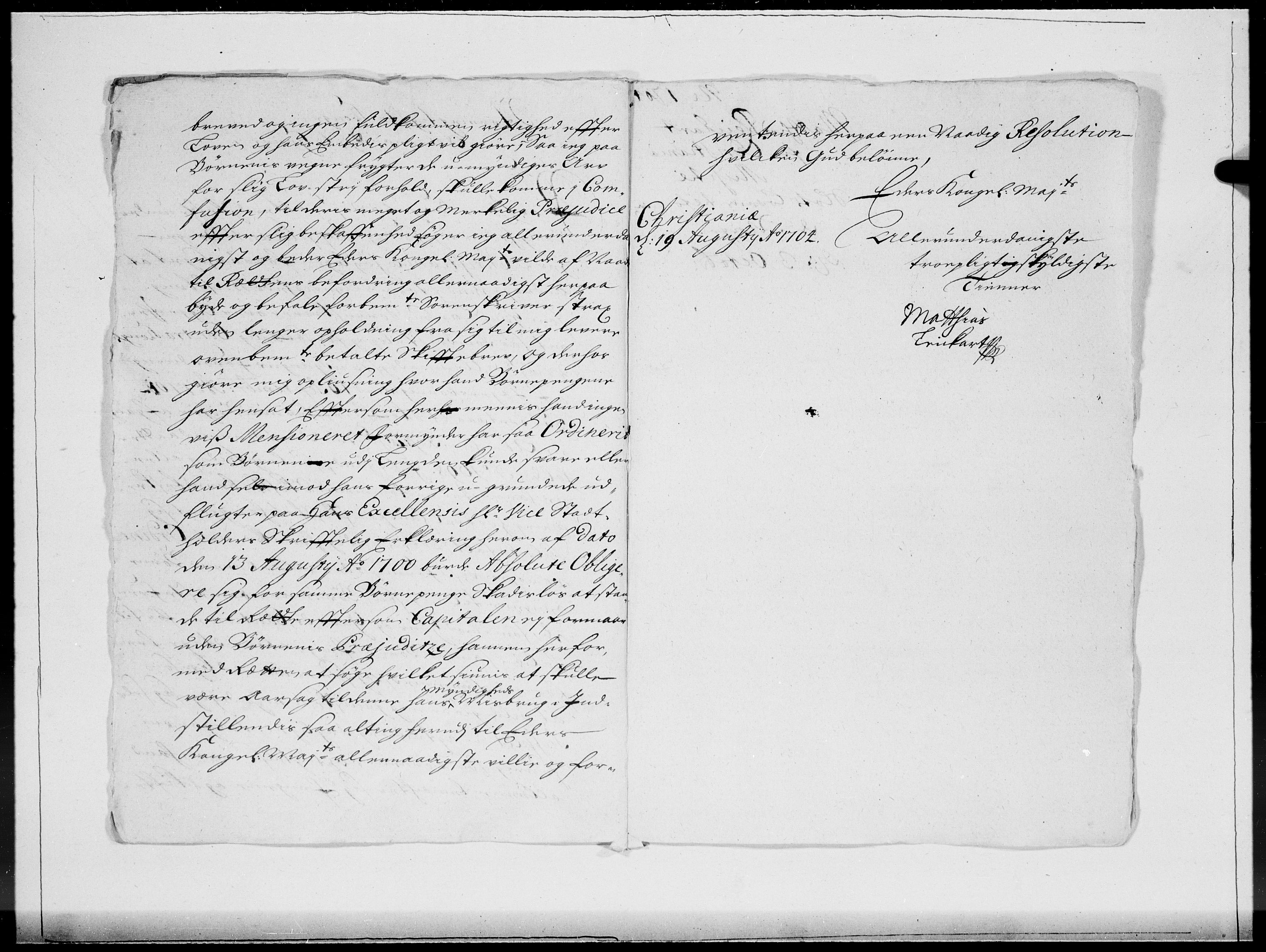 Danske Kanselli 1572-1799, AV/RA-EA-3023/F/Fc/Fcc/Fcca/L0057: Norske innlegg 1572-1799, 1704, s. 277