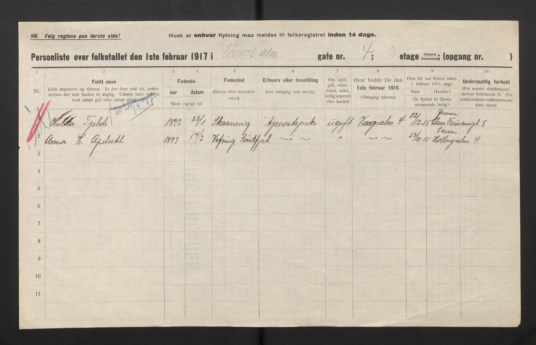 SAB, Kommunal folketelling 1917 for Bergen kjøpstad, 1917, s. 43459