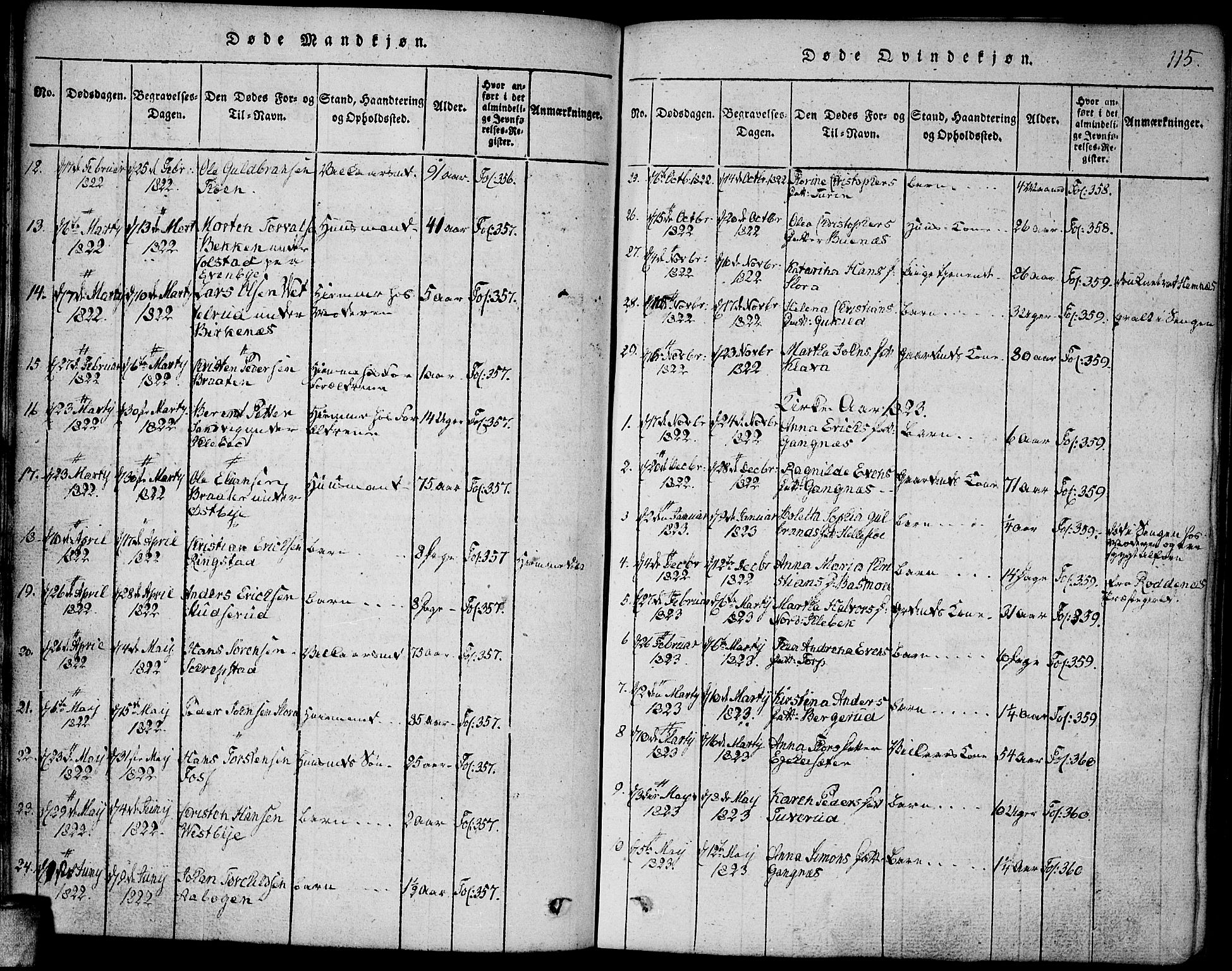 Høland prestekontor Kirkebøker, SAO/A-10346a/F/Fa/L0007: Ministerialbok nr. I 7, 1814-1827, s. 115