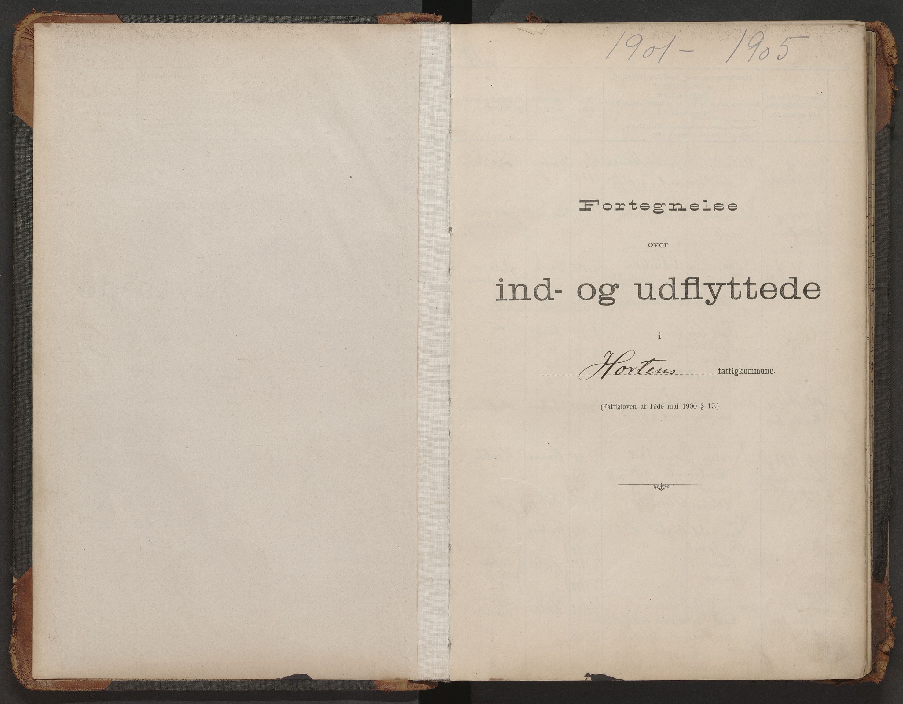 Horten folkeregister, AV/SAKO-A-382/G/Gd/L0001: Utflyttede, 1901-1905