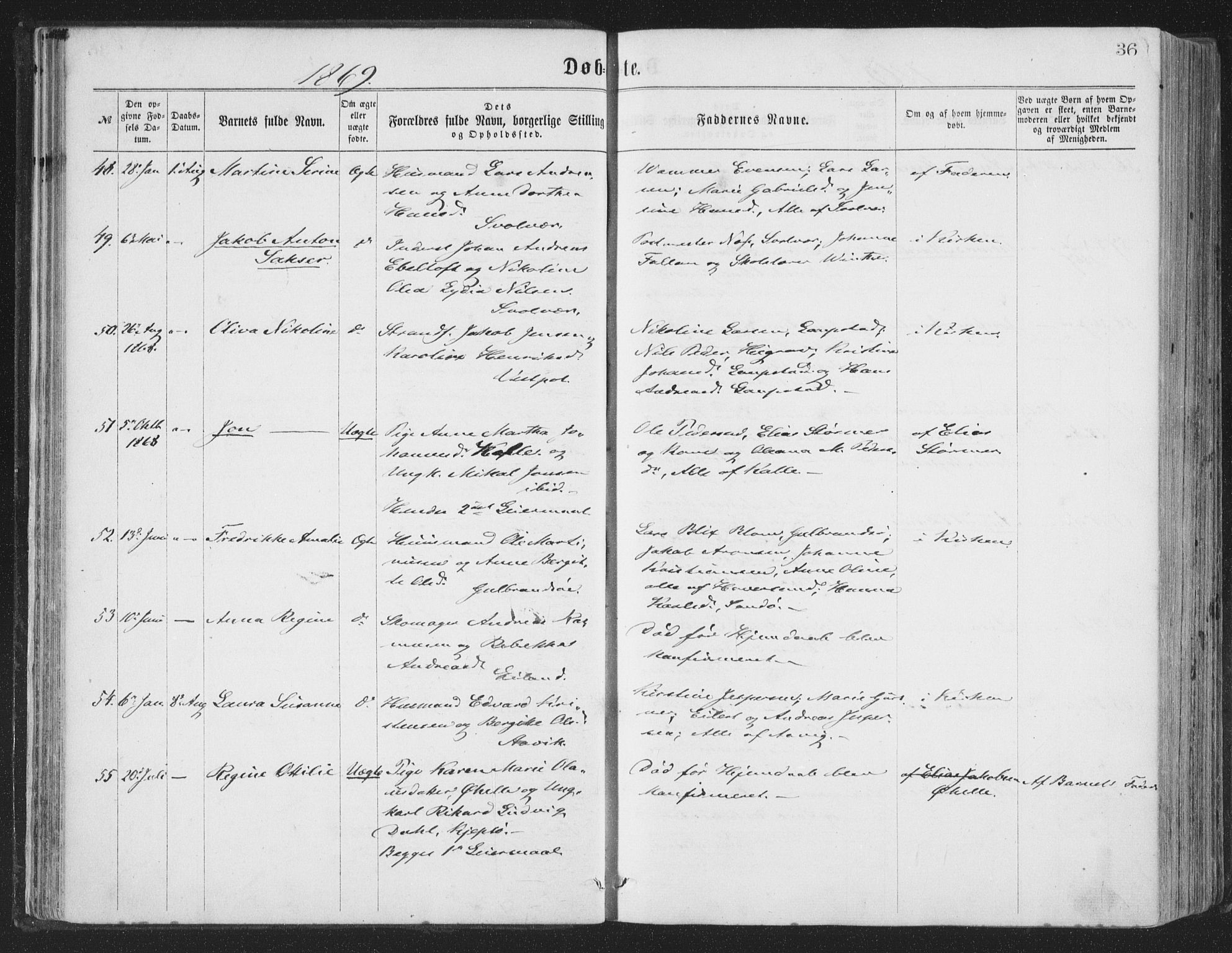 Ministerialprotokoller, klokkerbøker og fødselsregistre - Nordland, AV/SAT-A-1459/874/L1057: Ministerialbok nr. 874A01, 1866-1877, s. 36