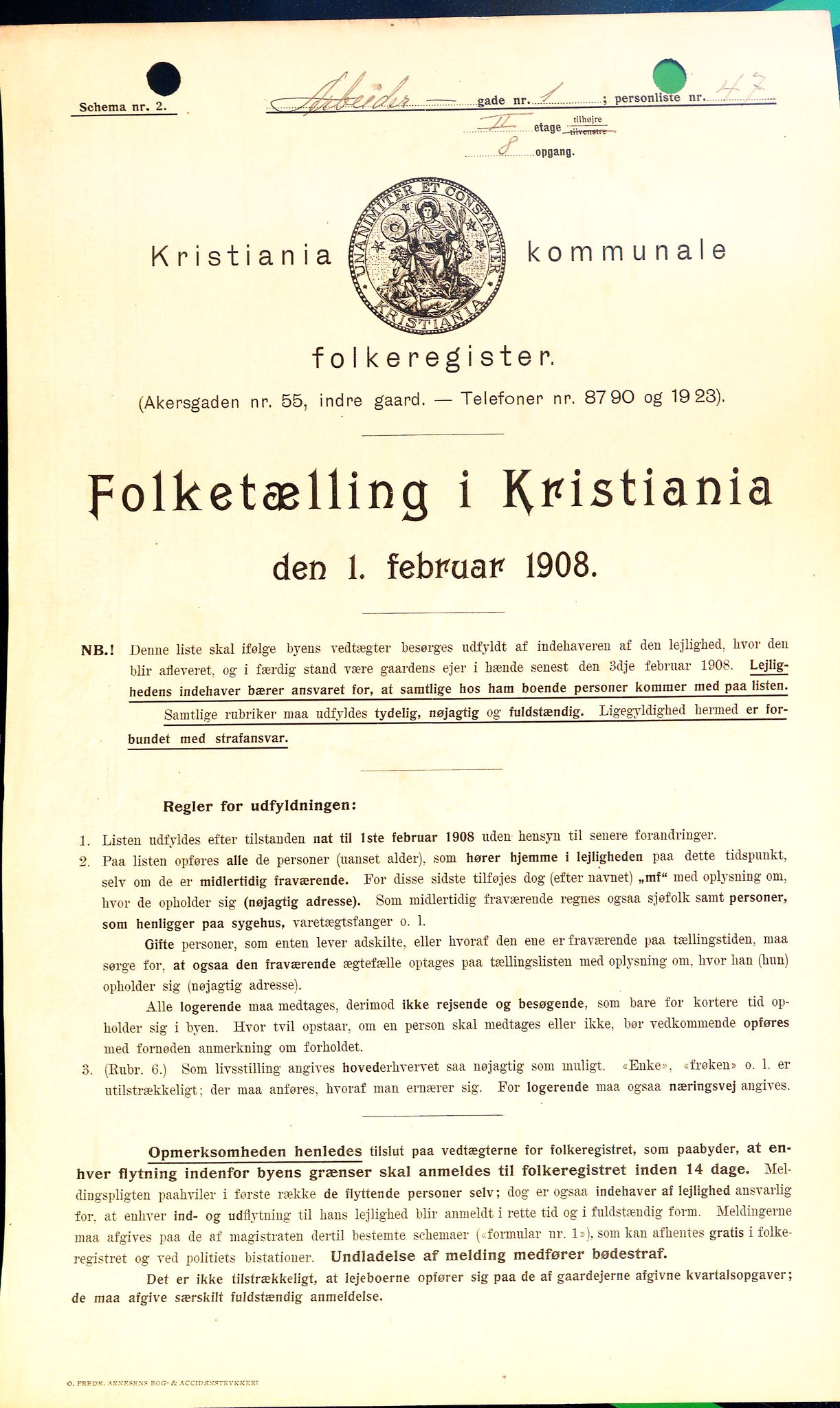 OBA, Kommunal folketelling 1.2.1908 for Kristiania kjøpstad, 1908, s. 1633