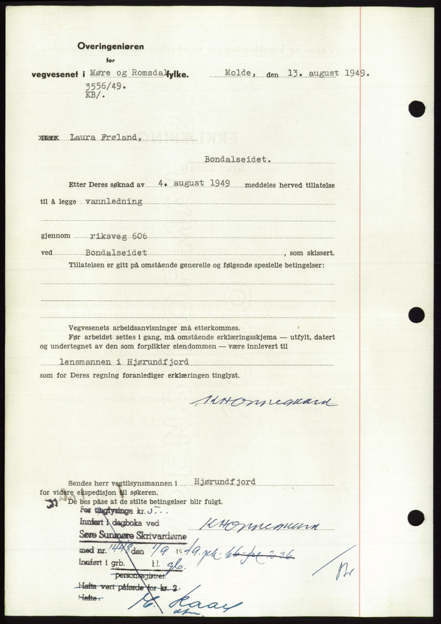 Søre Sunnmøre sorenskriveri, AV/SAT-A-4122/1/2/2C/L0085: Pantebok nr. 11A, 1949-1949, Dagboknr: 1448/1949