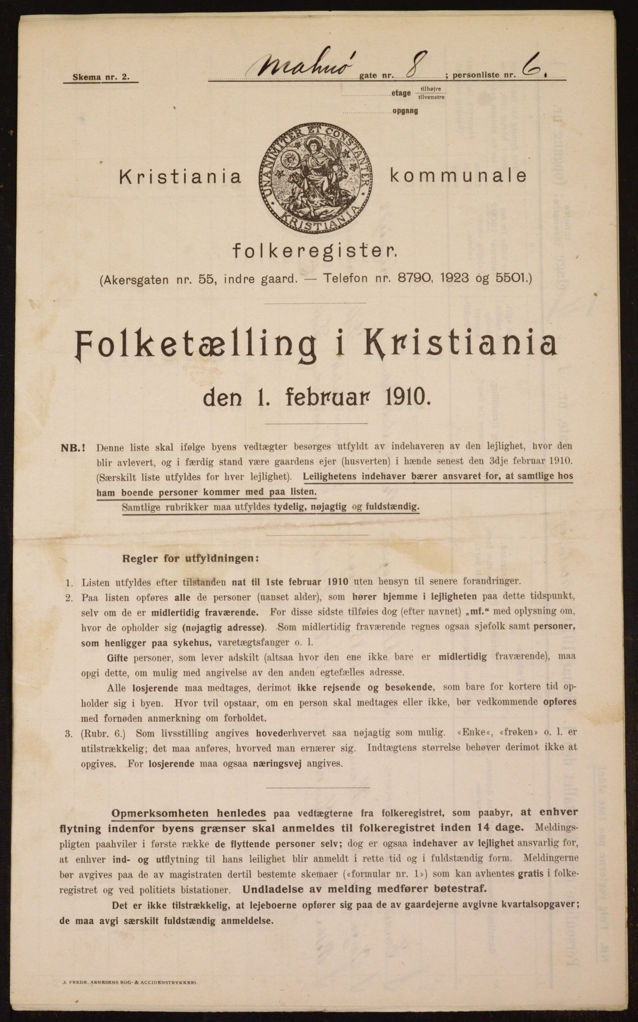 OBA, Kommunal folketelling 1.2.1910 for Kristiania, 1910, s. 58014