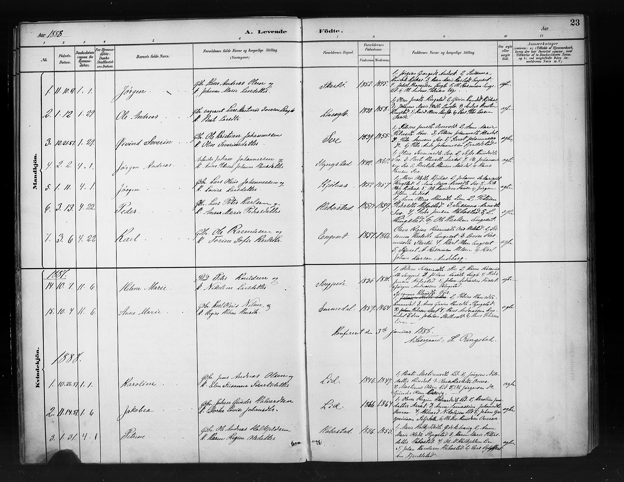 Ministerialprotokoller, klokkerbøker og fødselsregistre - Møre og Romsdal, AV/SAT-A-1454/520/L0283: Ministerialbok nr. 520A12, 1882-1898, s. 23