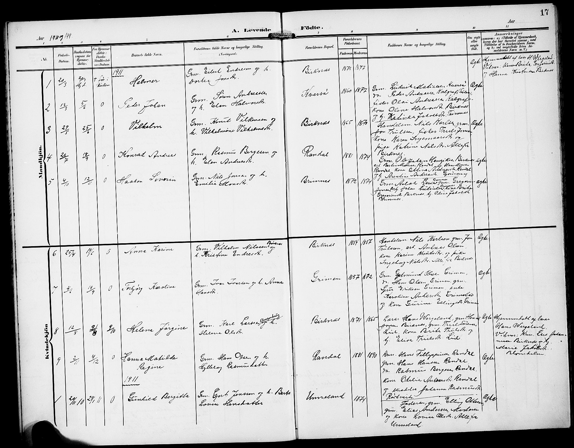 Gulen sokneprestembete, AV/SAB-A-80201/H/Hab/Habd/L0001: Klokkerbok nr. D 1, 1901-1924, s. 17