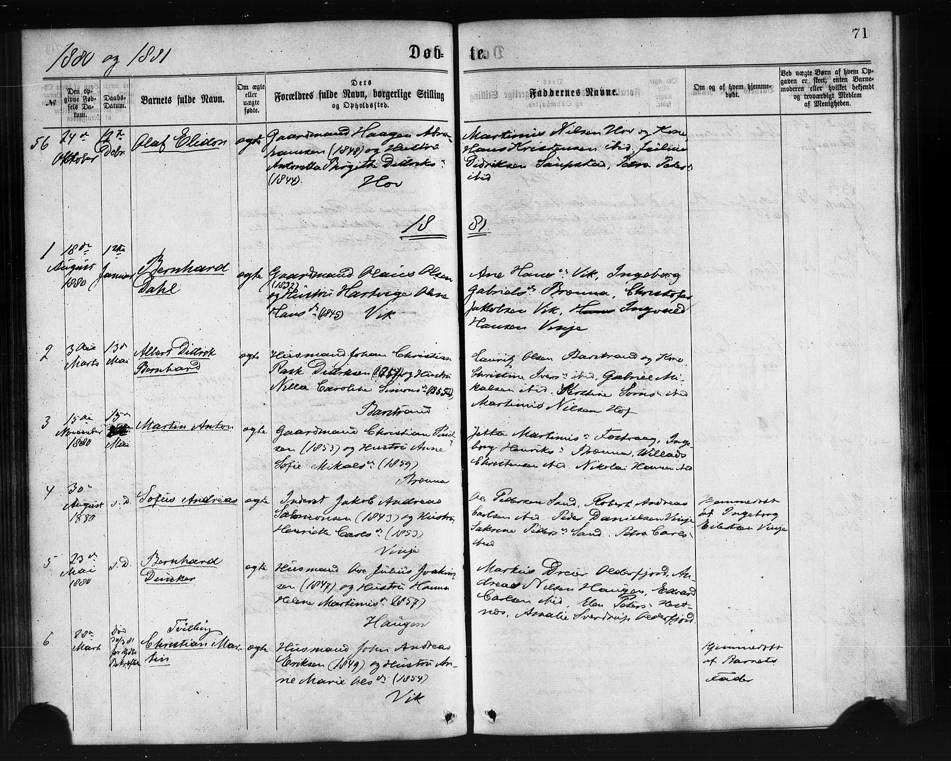 Ministerialprotokoller, klokkerbøker og fødselsregistre - Nordland, AV/SAT-A-1459/876/L1096: Ministerialbok nr. 876A02, 1870-1886, s. 71