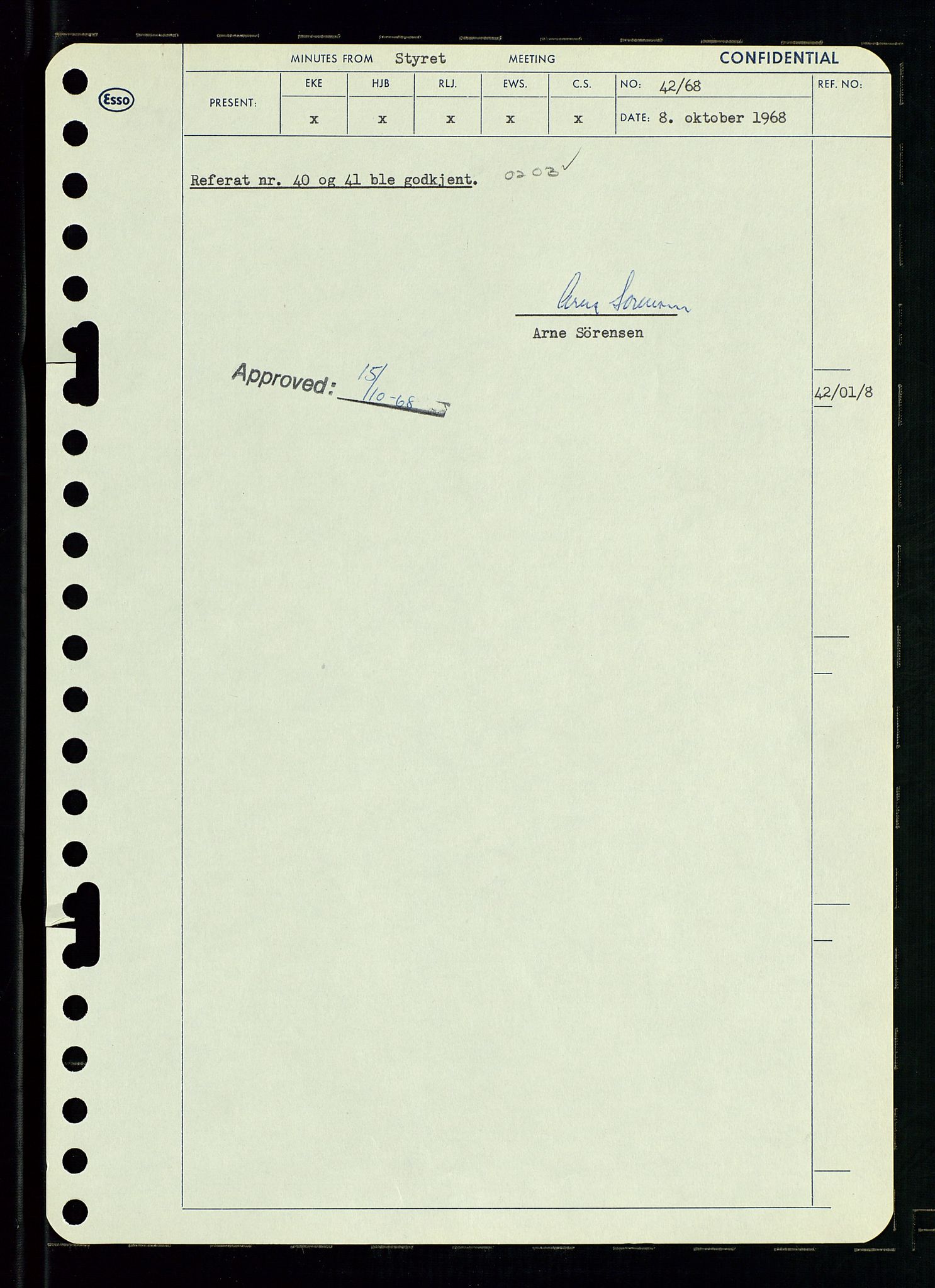 Pa 0982 - Esso Norge A/S, SAST/A-100448/A/Aa/L0002/0004: Den administrerende direksjon Board minutes (styrereferater) / Den administrerende direksjon Board minutes (styrereferater), 1968, s. 64