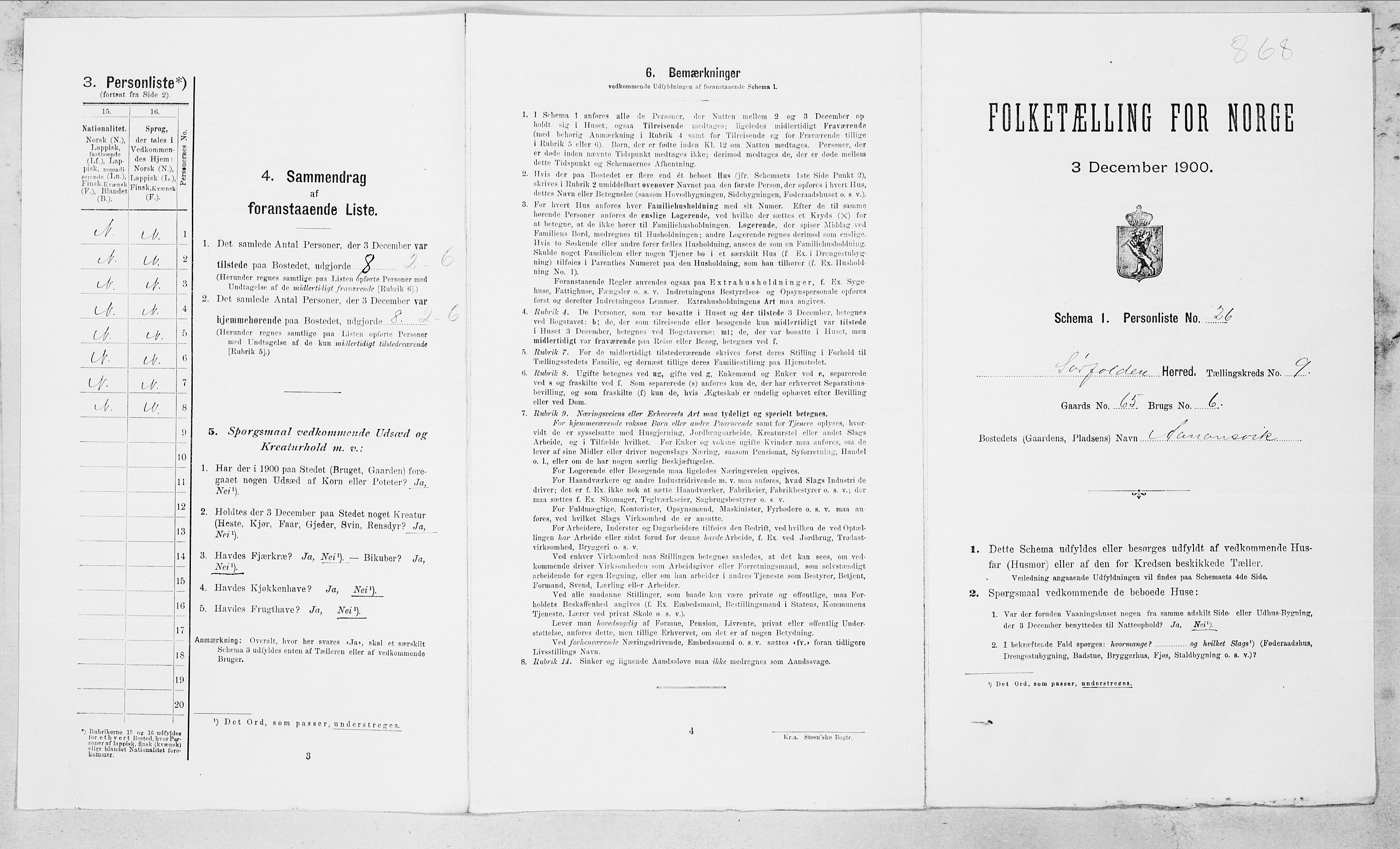 SAT, Folketelling 1900 for 1845 Sørfold herred, 1900, s. 583