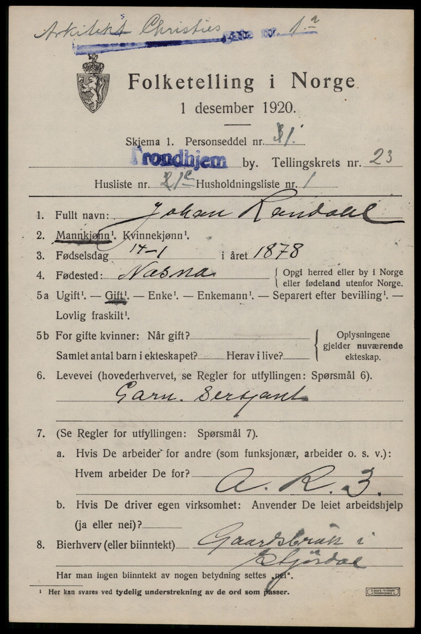 SAT, Folketelling 1920 for 1601 Trondheim kjøpstad, 1920, s. 63938