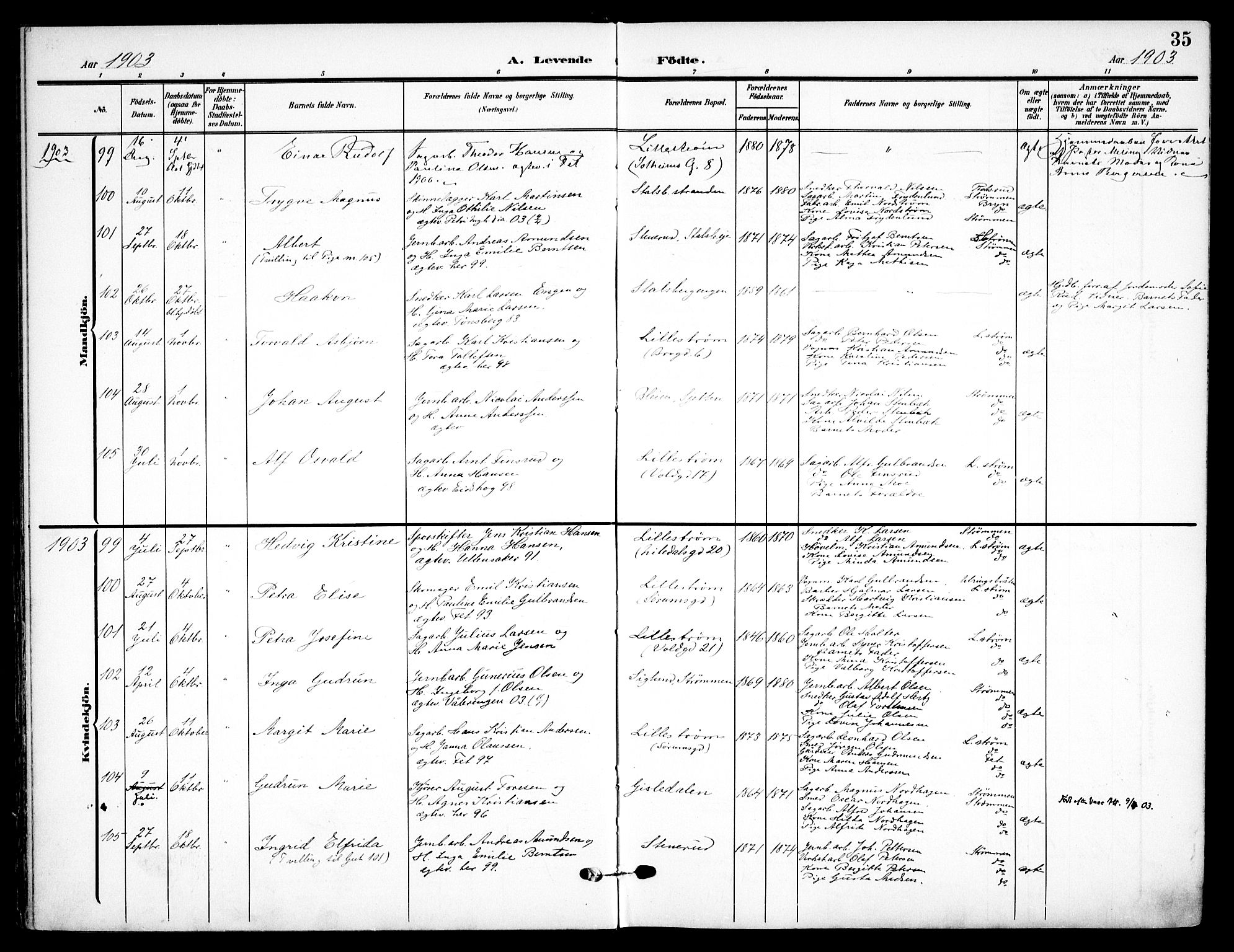 Skedsmo prestekontor Kirkebøker, AV/SAO-A-10033a/F/Fa/L0015: Ministerialbok nr. I 15, 1902-1917, s. 35