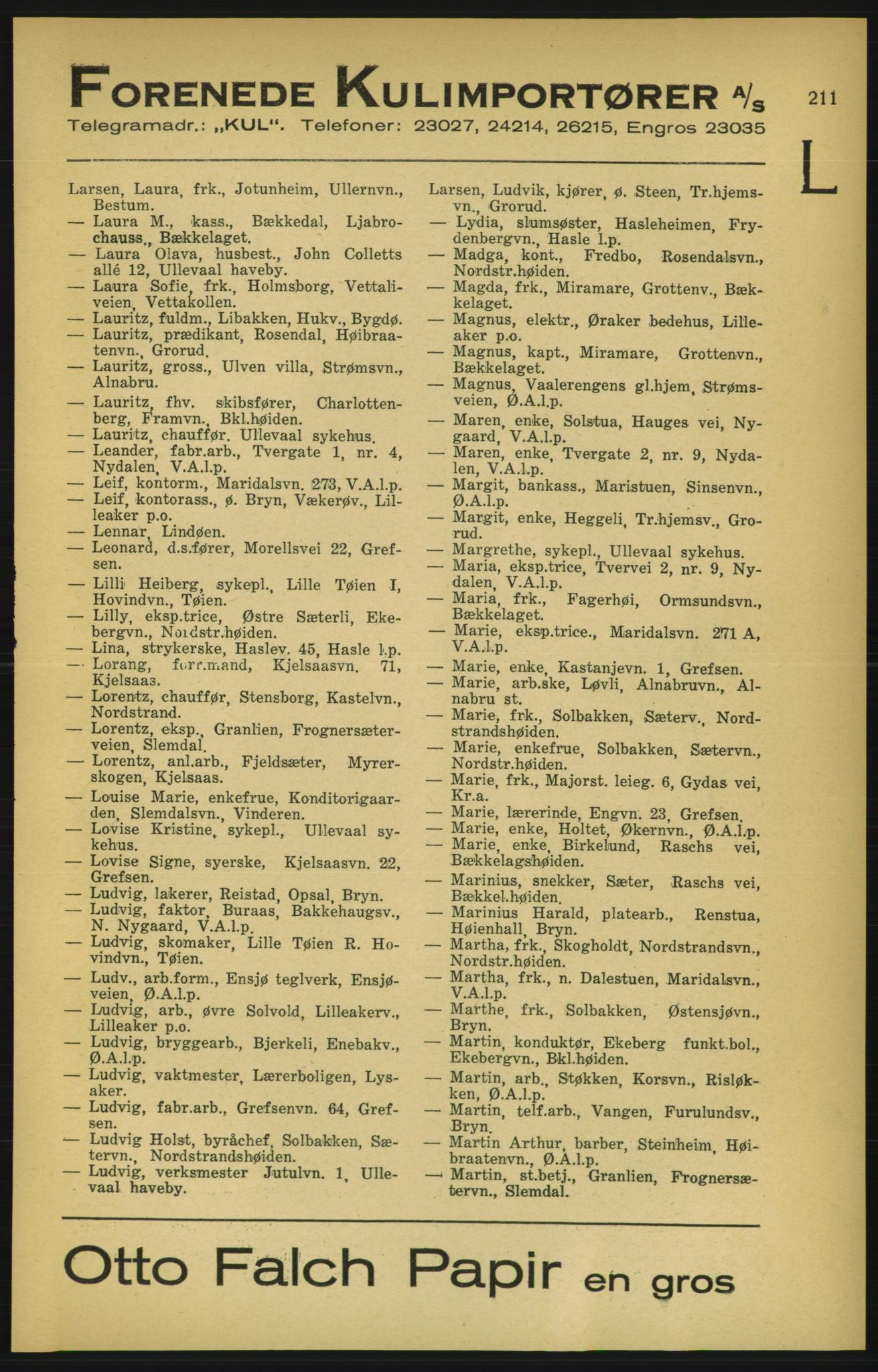 Aker adressebok/adressekalender, PUBL/001/A/003: Akers adressekalender, 1924-1925, s. 211