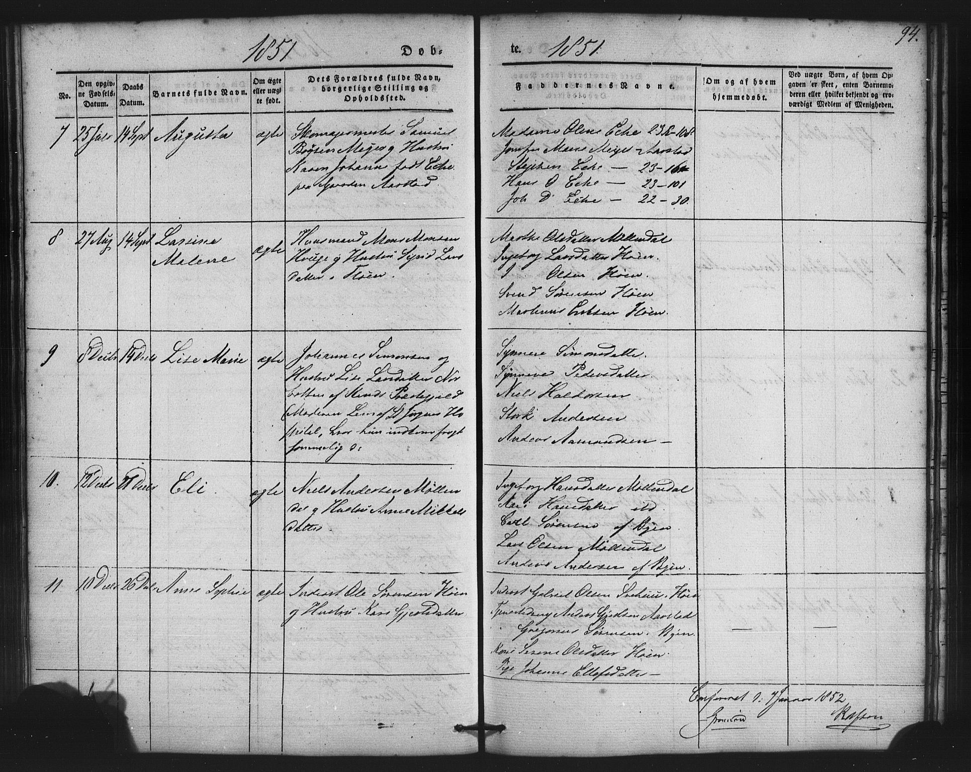 St. Jørgens hospital og Årstad sokneprestembete, AV/SAB-A-99934: Klokkerbok nr. A 2, 1843-1863, s. 94
