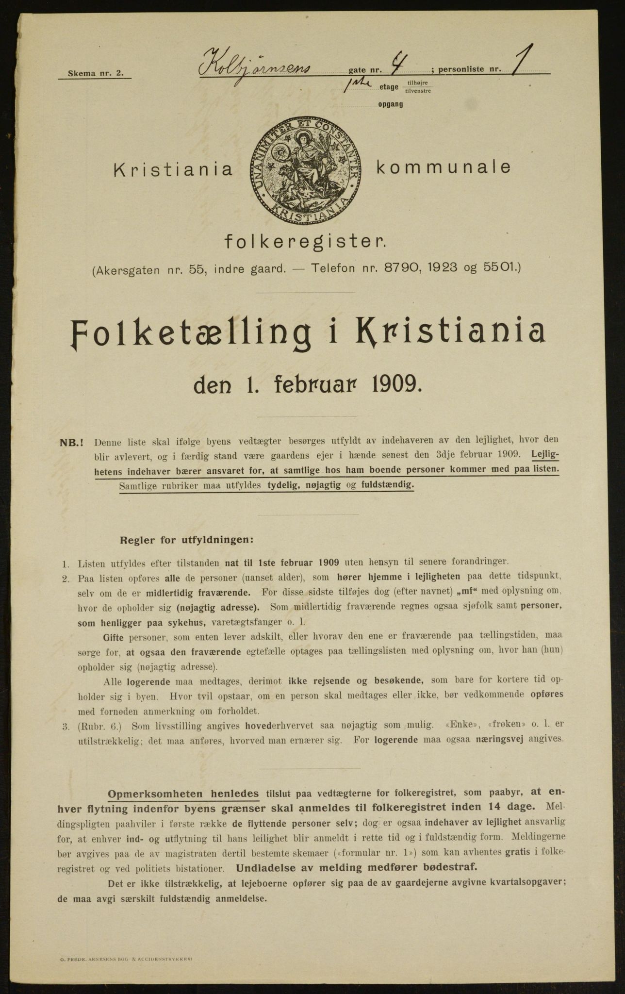 OBA, Kommunal folketelling 1.2.1909 for Kristiania kjøpstad, 1909, s. 11684