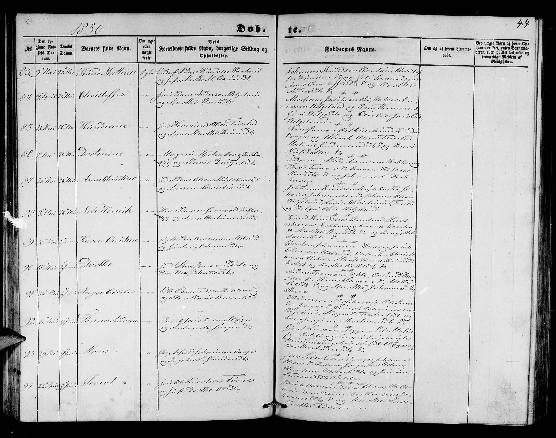 Avaldsnes sokneprestkontor, AV/SAST-A -101851/H/Ha/Hab/L0002: Klokkerbok nr. B 2, 1848-1856, s. 44