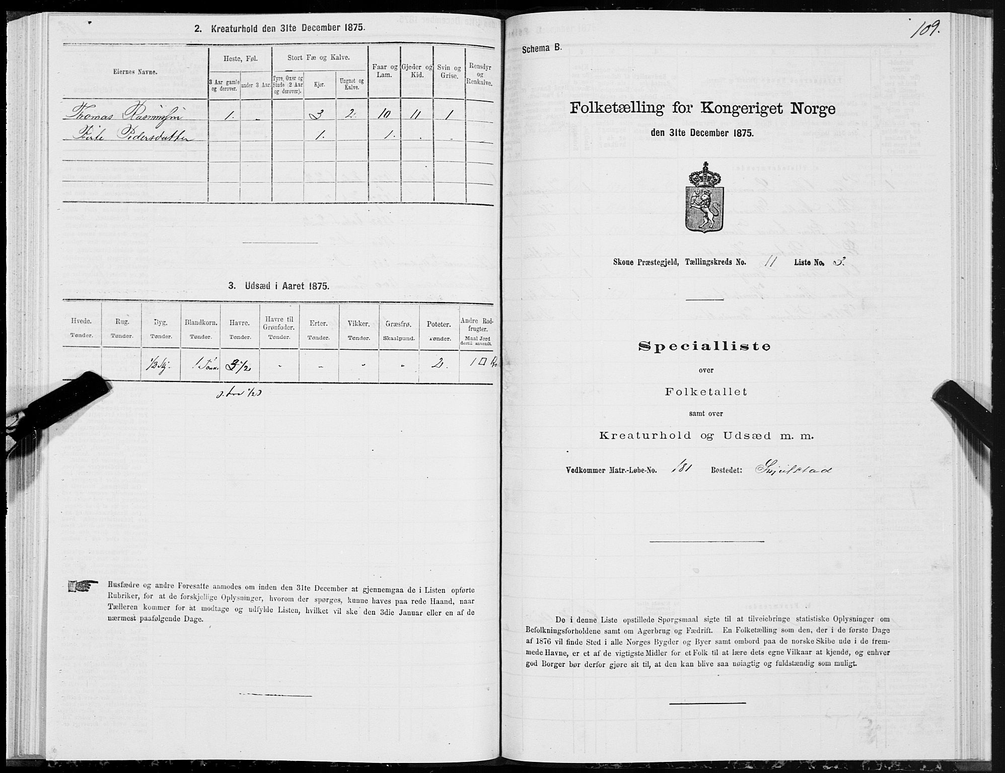 SAT, Folketelling 1875 for 1529P Skodje prestegjeld, 1875, s. 3109