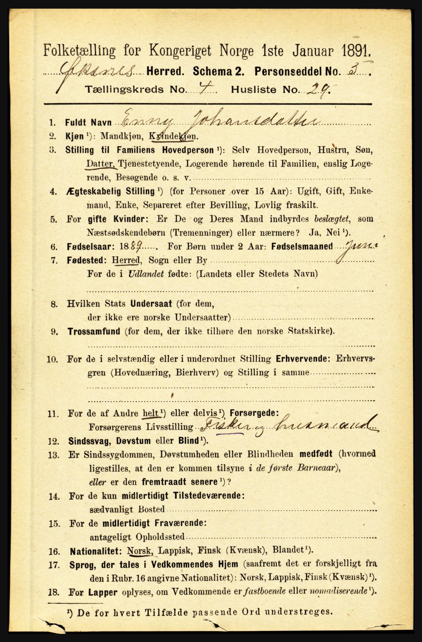 RA, Folketelling 1891 for 1868 Øksnes herred, 1891, s. 1938