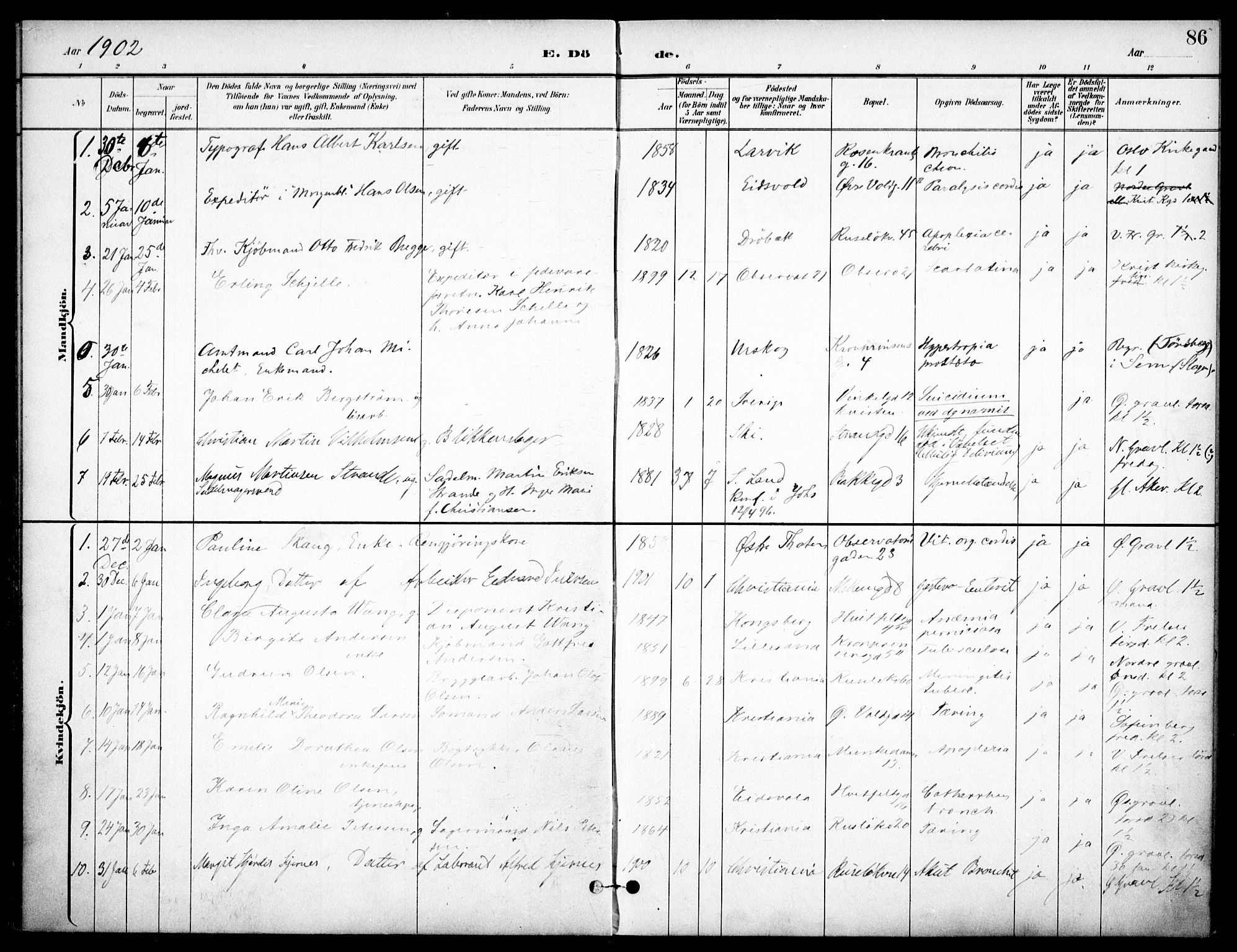 Johannes prestekontor Kirkebøker, AV/SAO-A-10852/F/Fa/L0008: Ministerialbok nr. 8, 1897-1917, s. 86