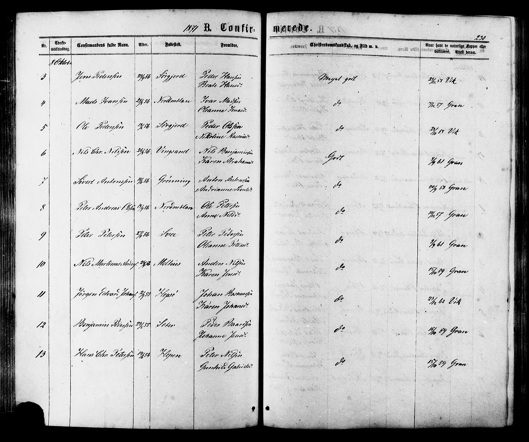 Ministerialprotokoller, klokkerbøker og fødselsregistre - Sør-Trøndelag, SAT/A-1456/657/L0706: Ministerialbok nr. 657A07, 1867-1878, s. 230