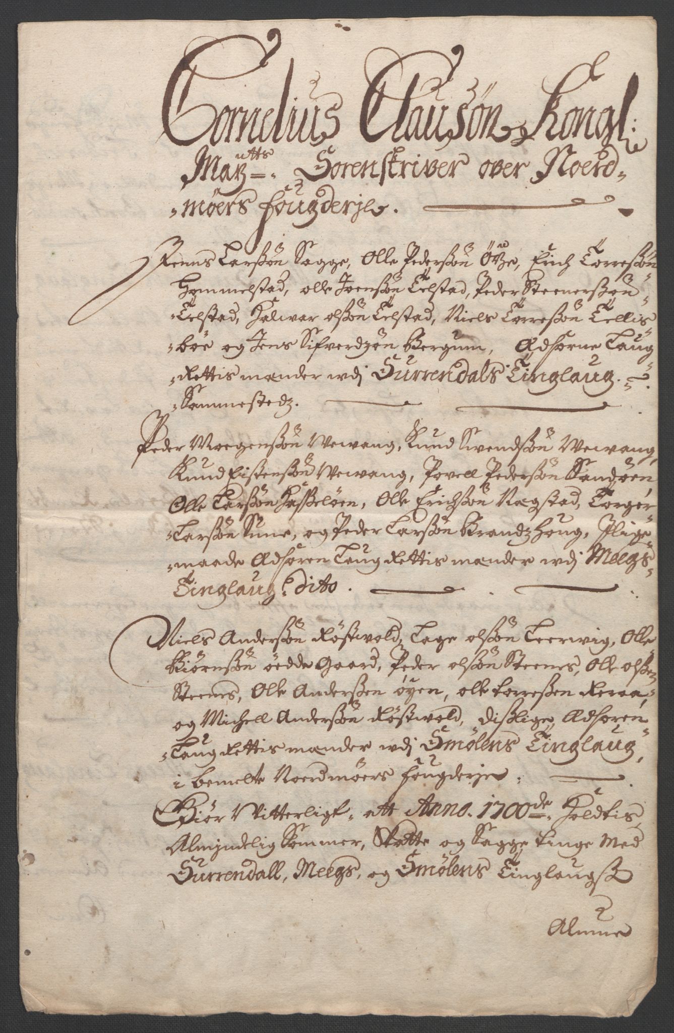 Rentekammeret inntil 1814, Reviderte regnskaper, Fogderegnskap, RA/EA-4092/R56/L3736: Fogderegnskap Nordmøre, 1694-1696, s. 498