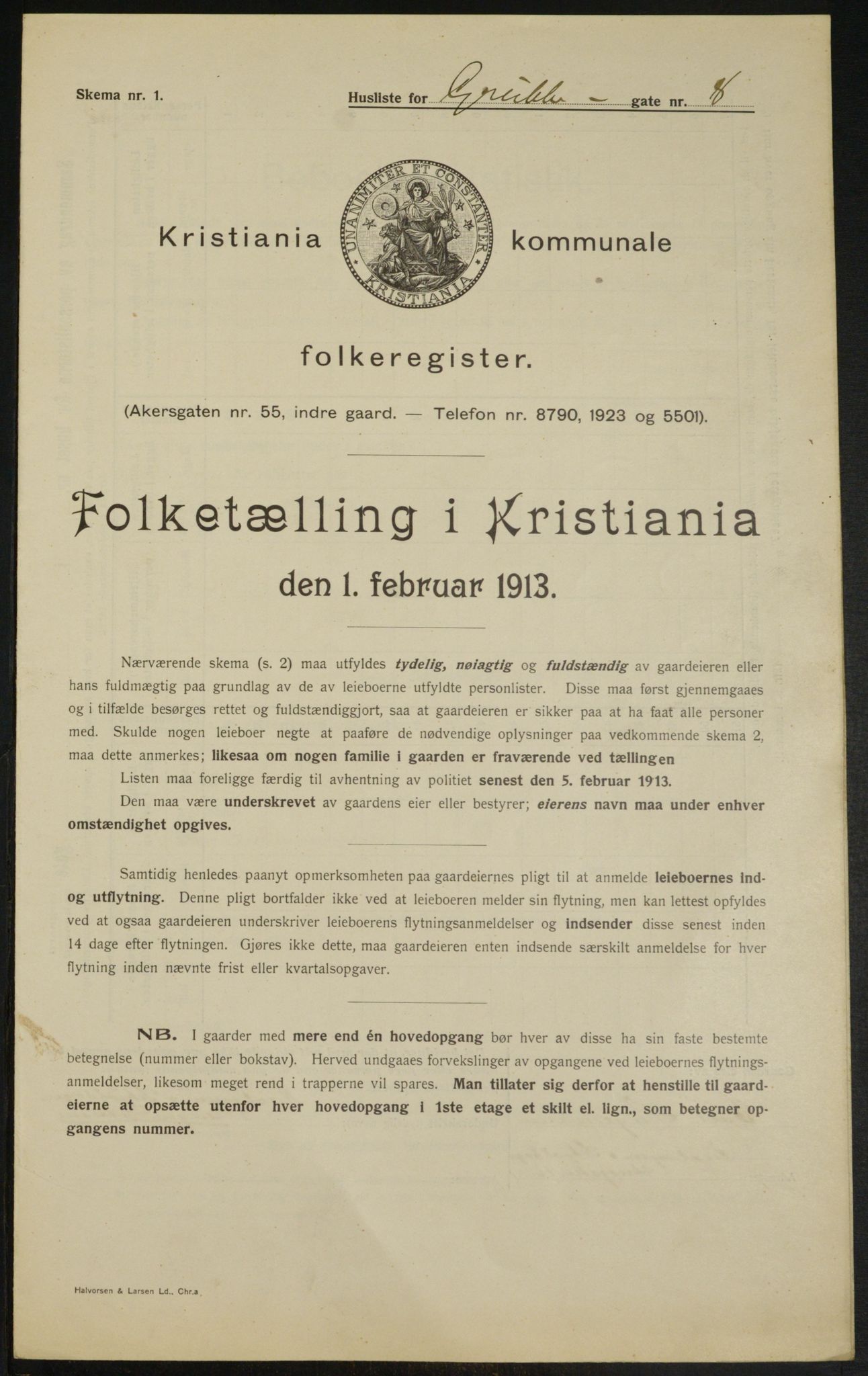 OBA, Kommunal folketelling 1.2.1913 for Kristiania, 1913, s. 30285