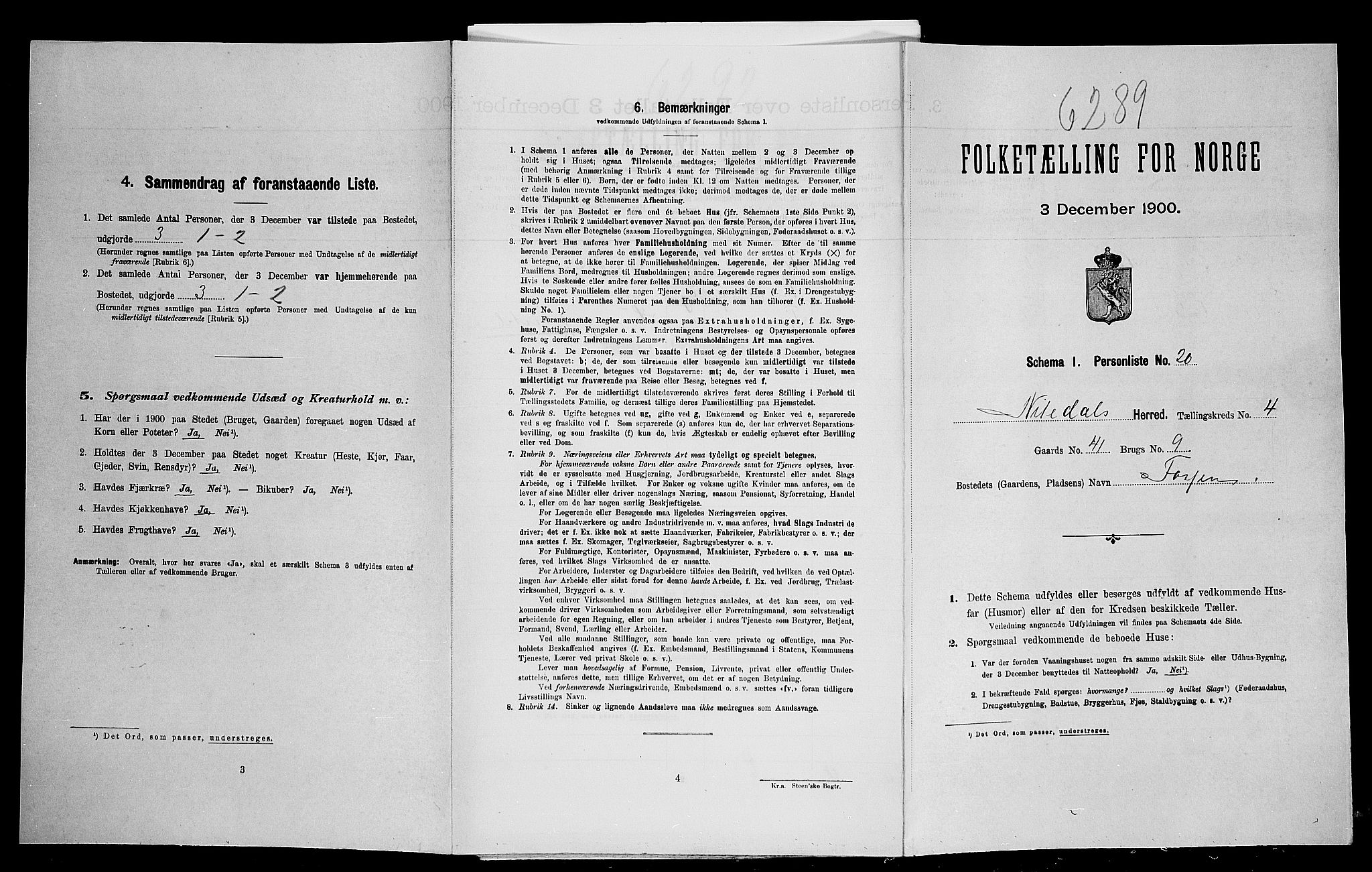 SAO, Folketelling 1900 for 0233 Nittedal herred, 1900