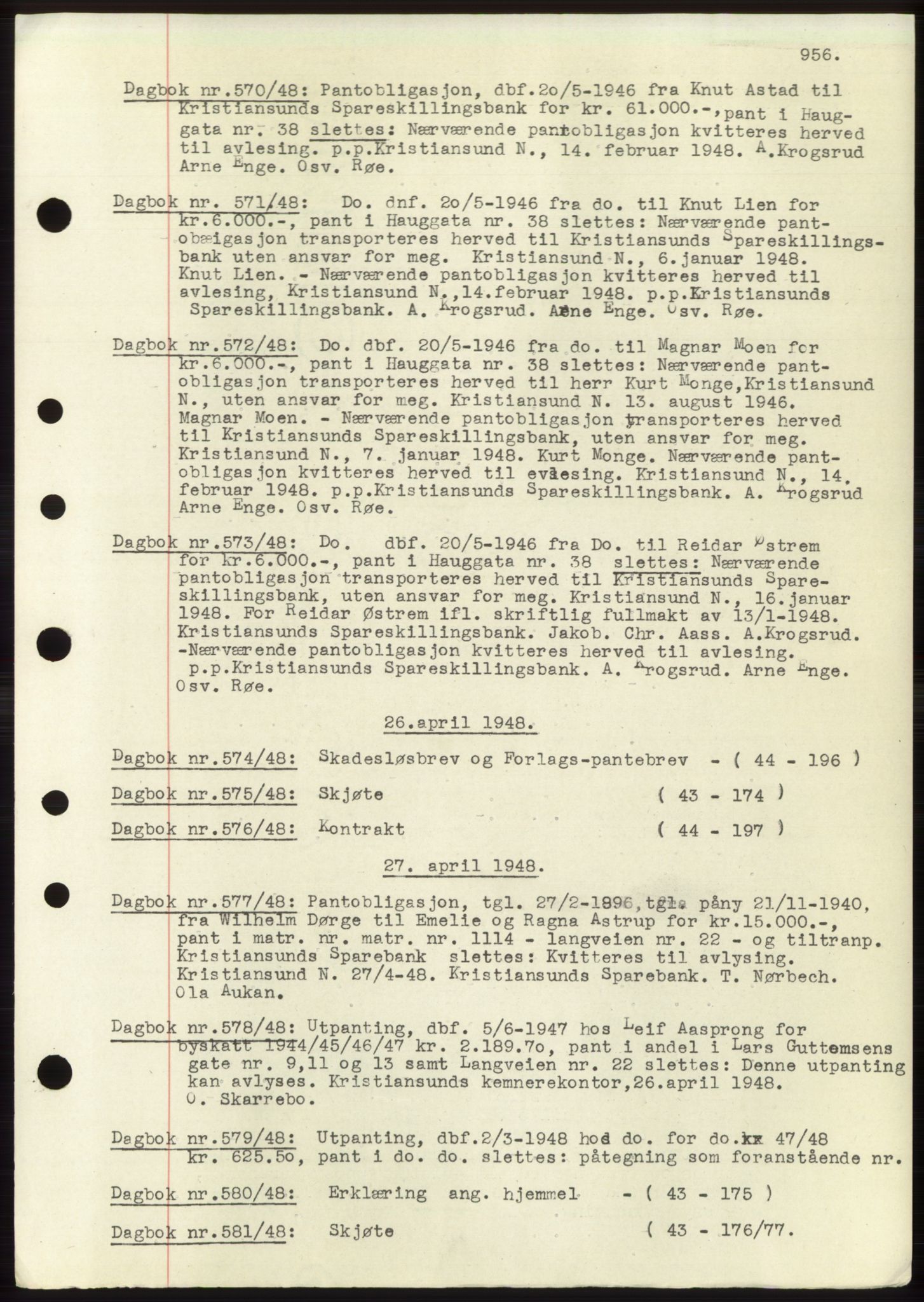 Kristiansund byfogd, AV/SAT-A-4587/A/27: Pantebok nr. 32b, 1945-1950, Dagboknr: 570/1948