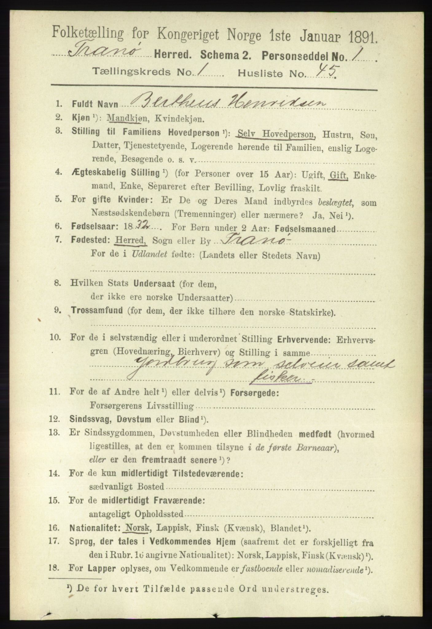 RA, Folketelling 1891 for 1927 Tranøy herred, 1891, s. 374