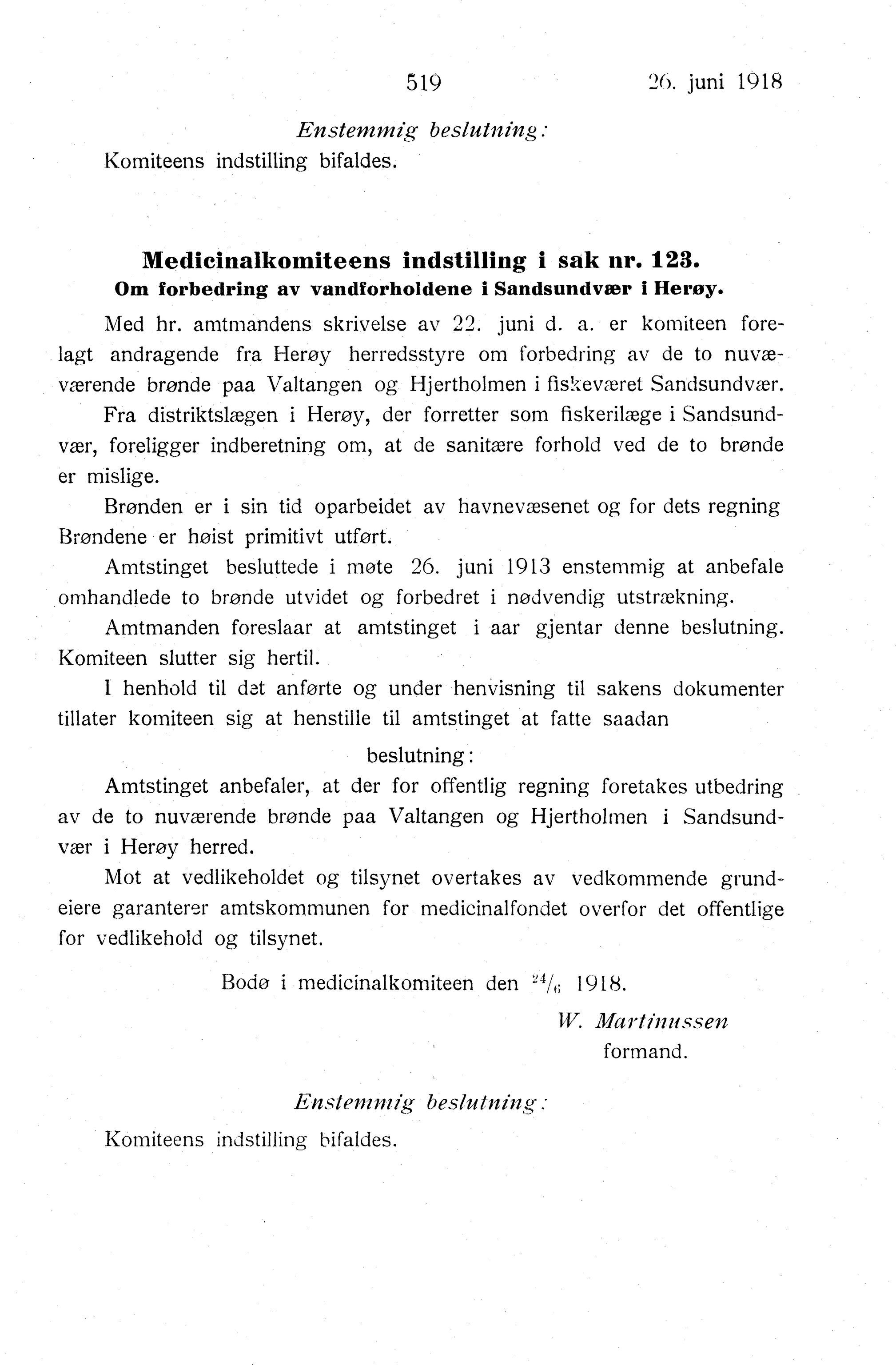 Nordland Fylkeskommune. Fylkestinget, AIN/NFK-17/176/A/Ac/L0041: Fylkestingsforhandlinger 1918, 1918